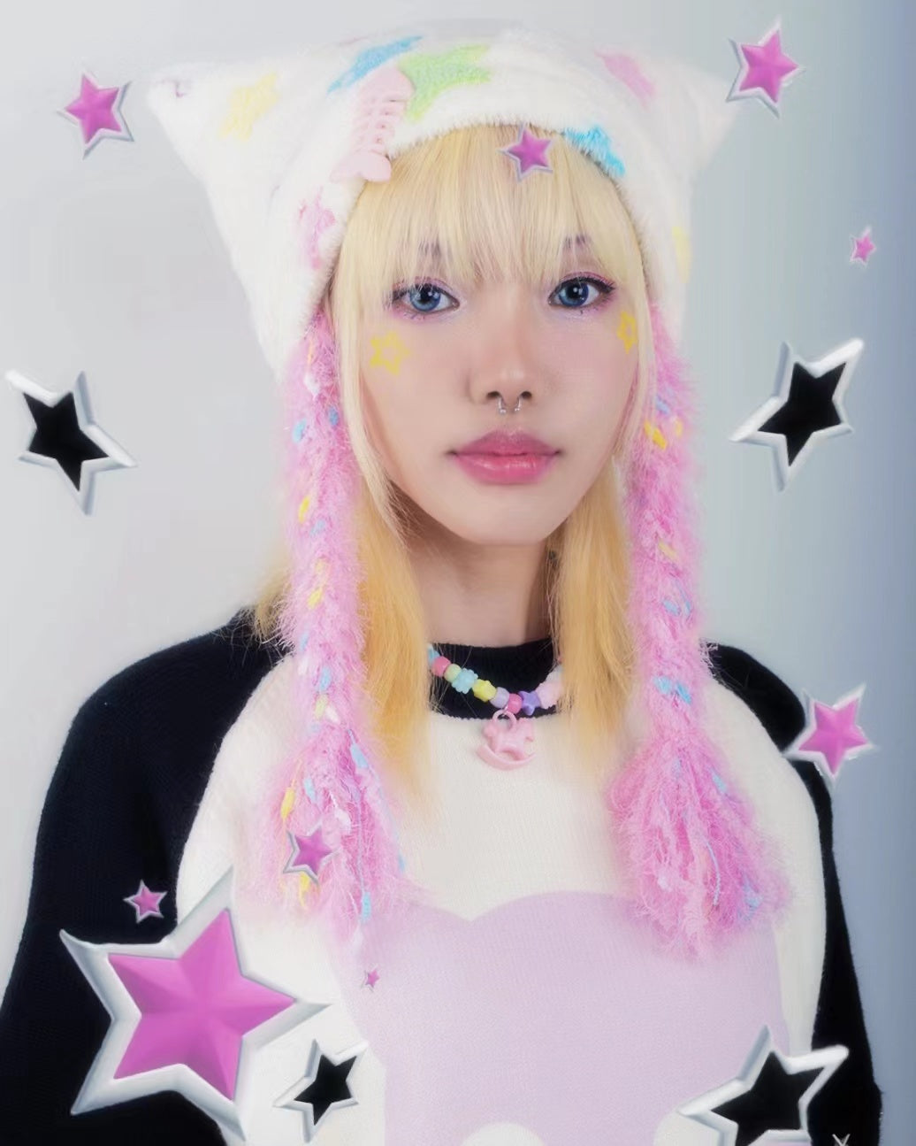 Decora Kei Star Cat Ear Beanie - NIHON KIDS by Land Decora