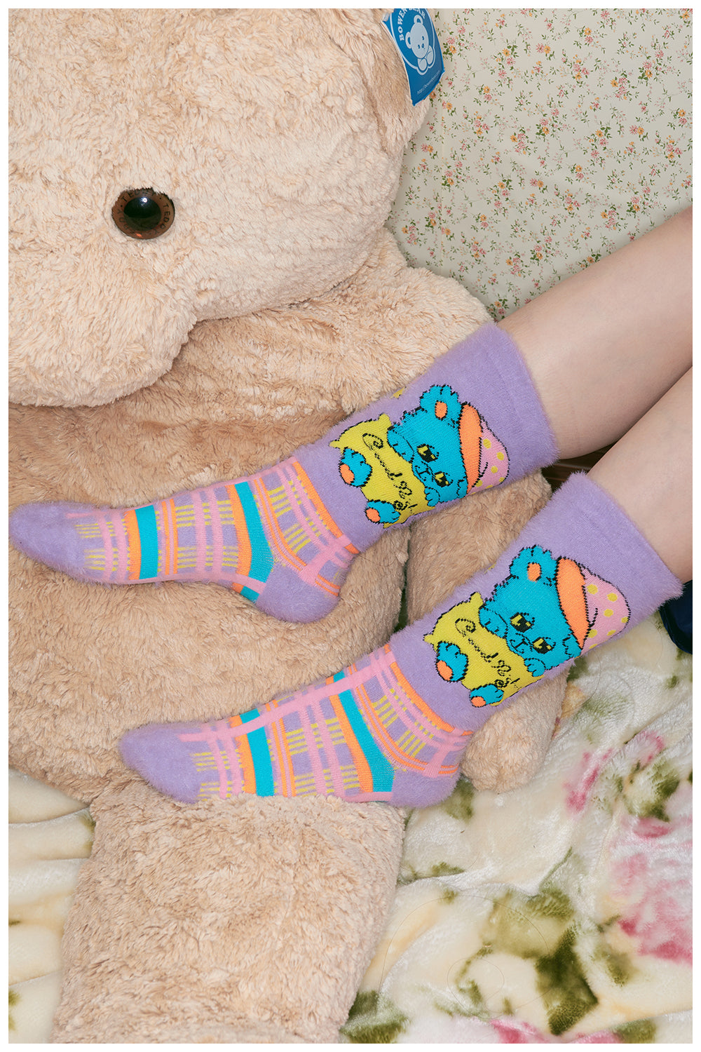 Fuzzy Plaid Animal Socks Set Kawaii Vintage - tntntutu by Land Decora