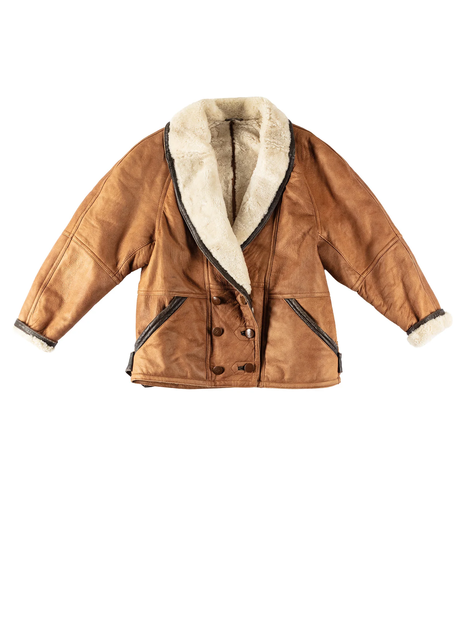 Vintage 80's Women Sheepskin Coat in Brown by Northern Grip
