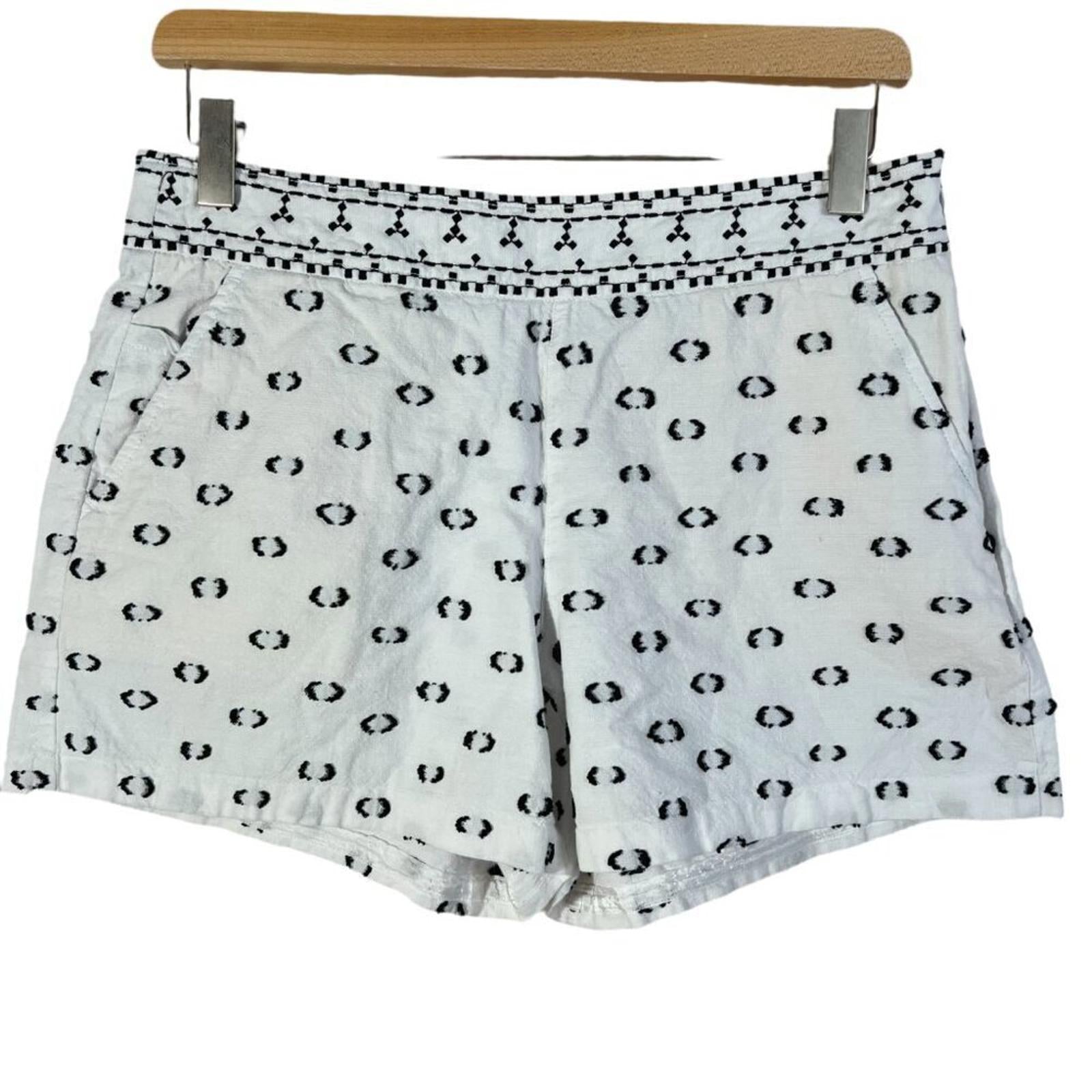 Anthropologie Hei Hei White Black Embroidered Dots Cotton Shorts Size by Hot Girl Secondhand