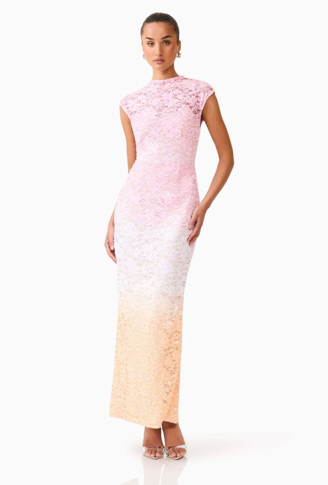 Elliatt Lumira Sequin Lace Gown in Pink Ombre by Sierra Deene