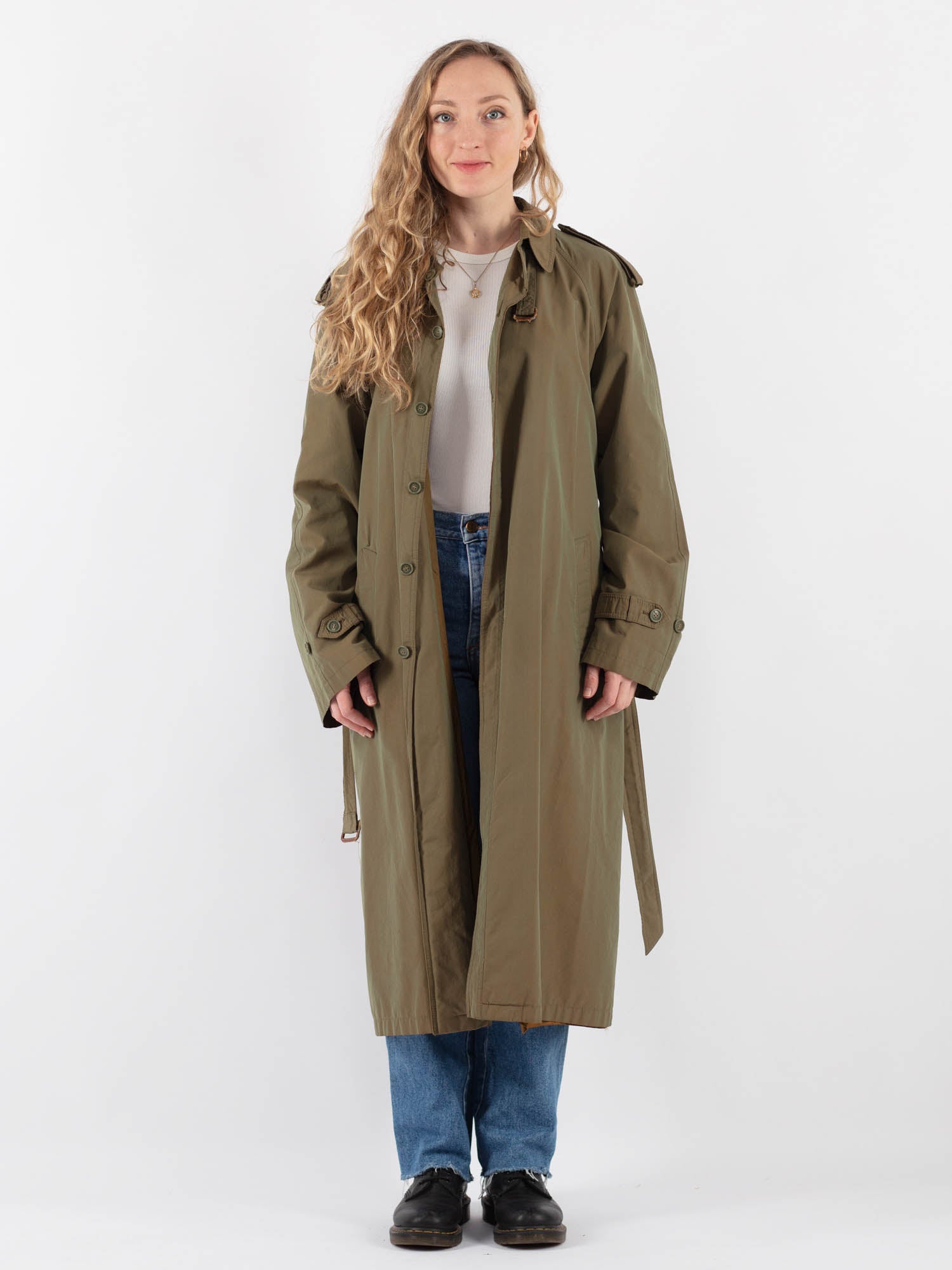 Vintage 70's Women Trench Coat in Green by Northern Grip