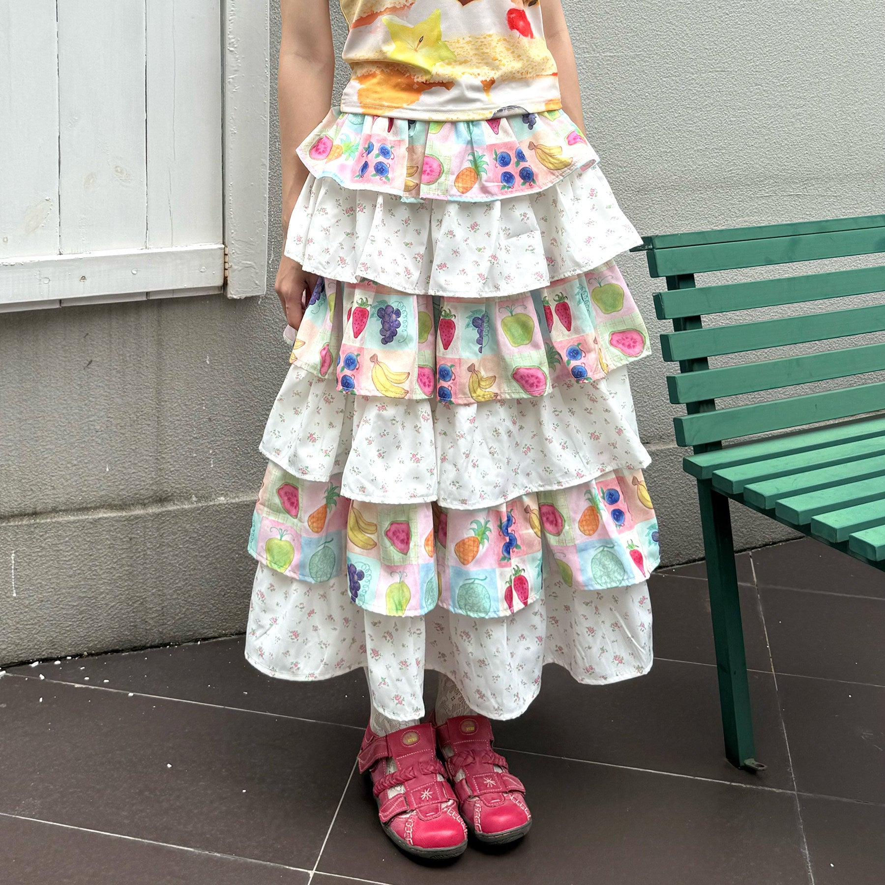 Fruit Floral Layered Cake Skirt | Kawaii Japanese Girly Fashion by Land Decora
