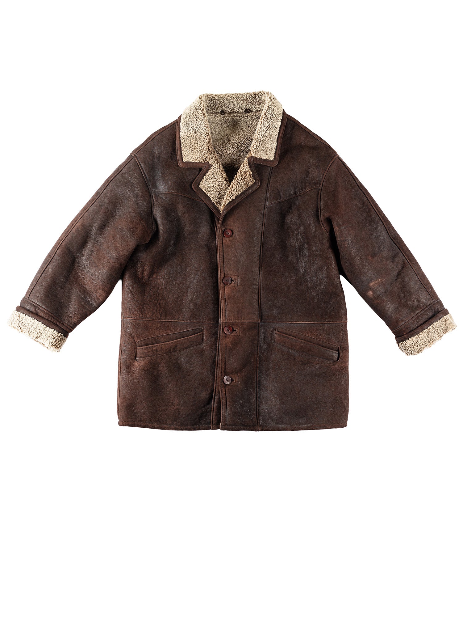 Vintage 80's Men Sheepskin Coat in Brown by Northern Grip