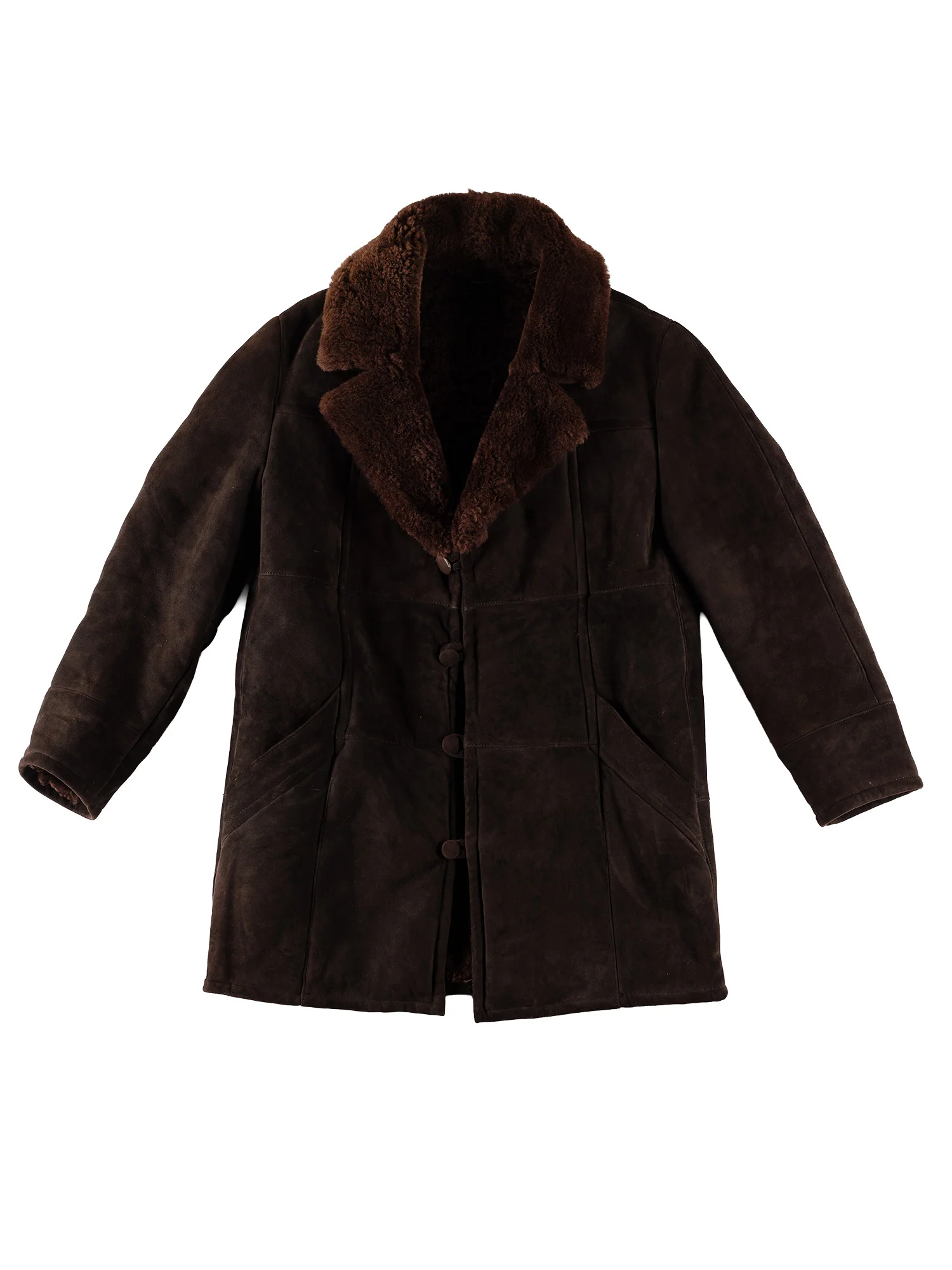 Vintage 70's Men Sheepskin Coat in Brown by Northern Grip
