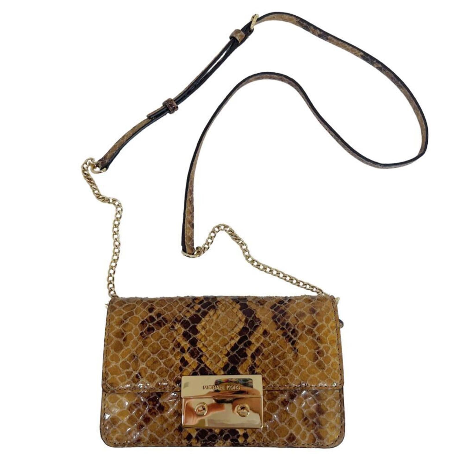 Michael Kors Snakeskin Brown Tan Snake Print Embossed Leather Crossbod by Hot Girl Secondhand