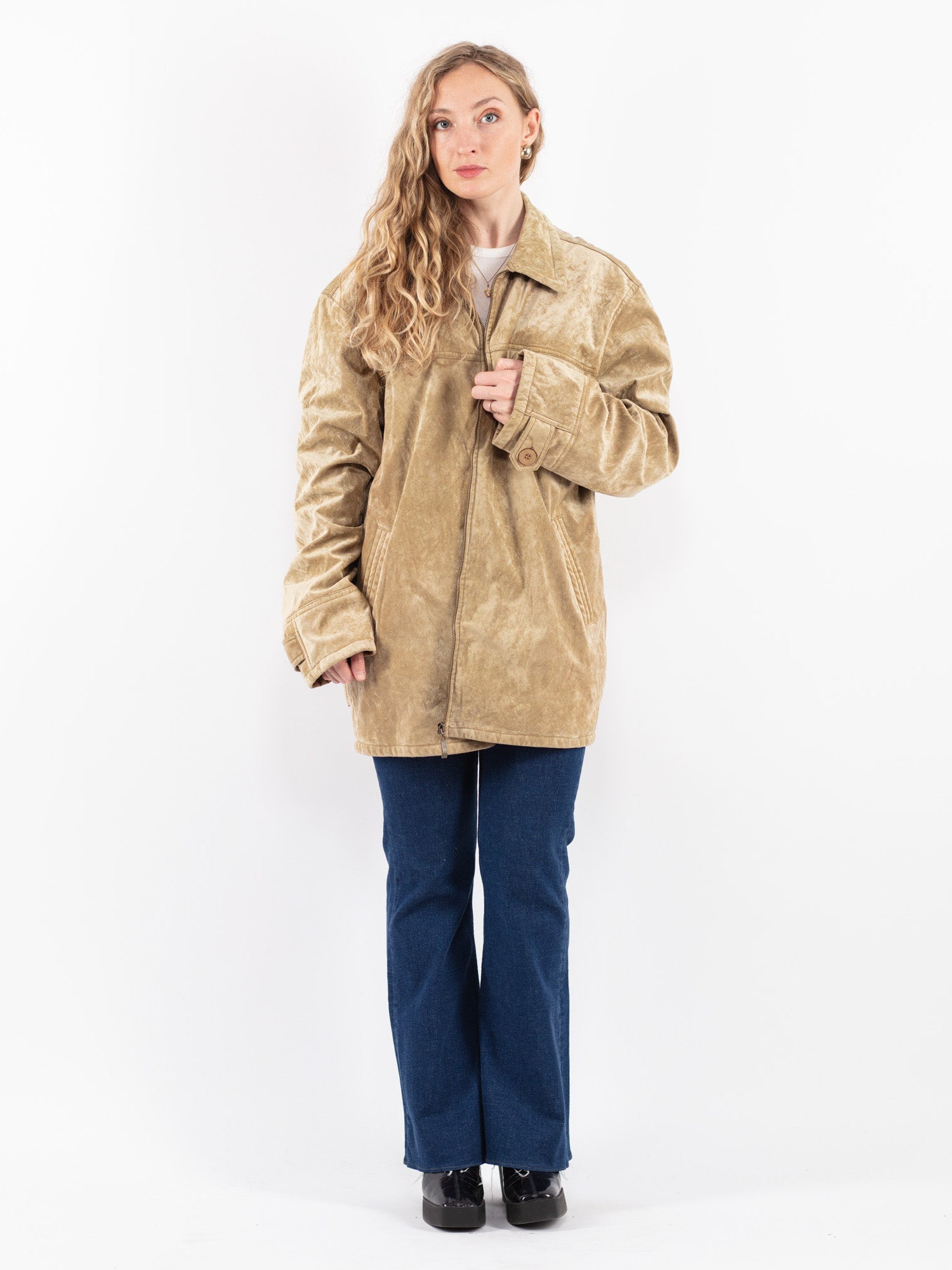 Vintage 90's Women Sherpa Jacket in Beige by Northern Grip