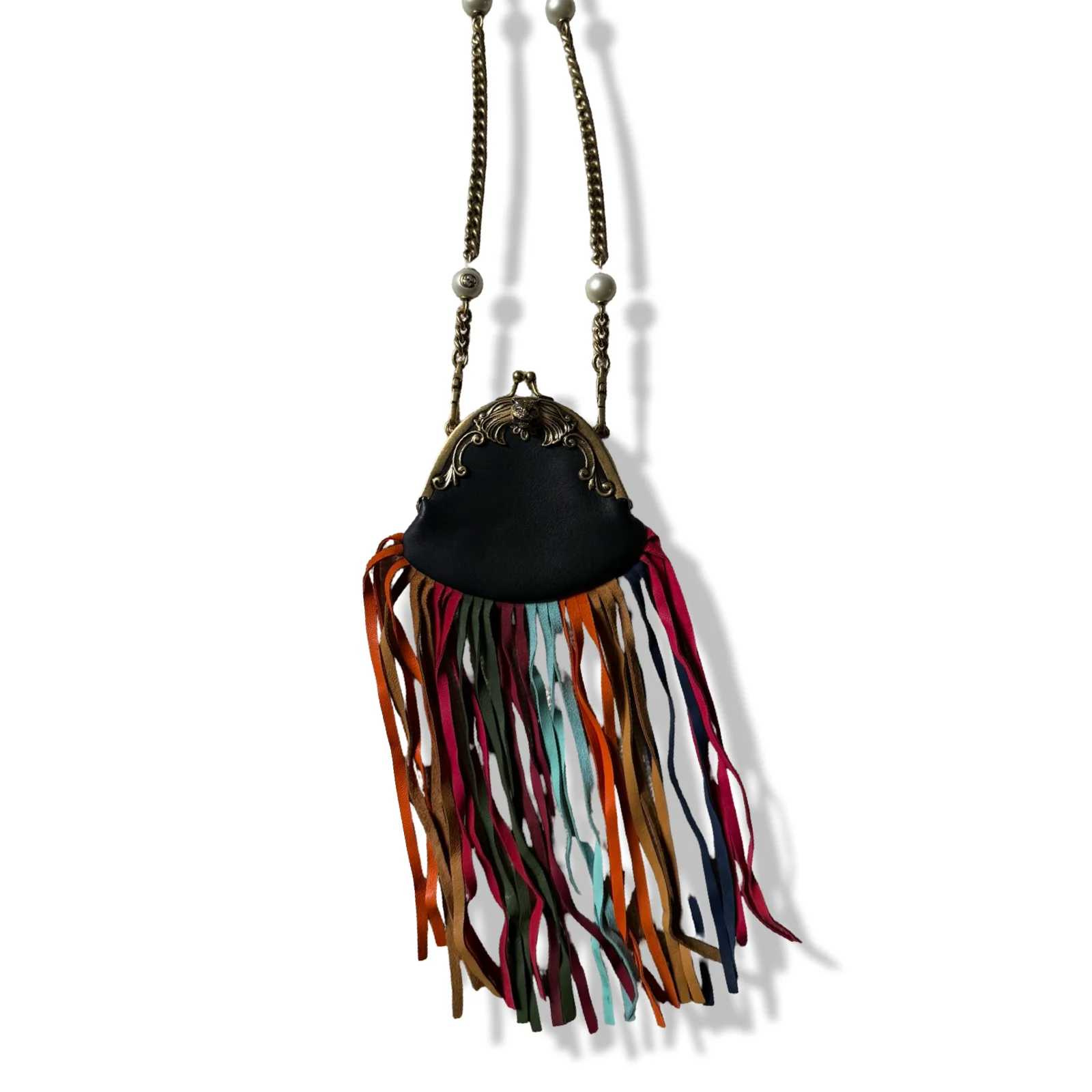 Gucci Aimalier Fringe Frame Bag by The Vintage New Yorker