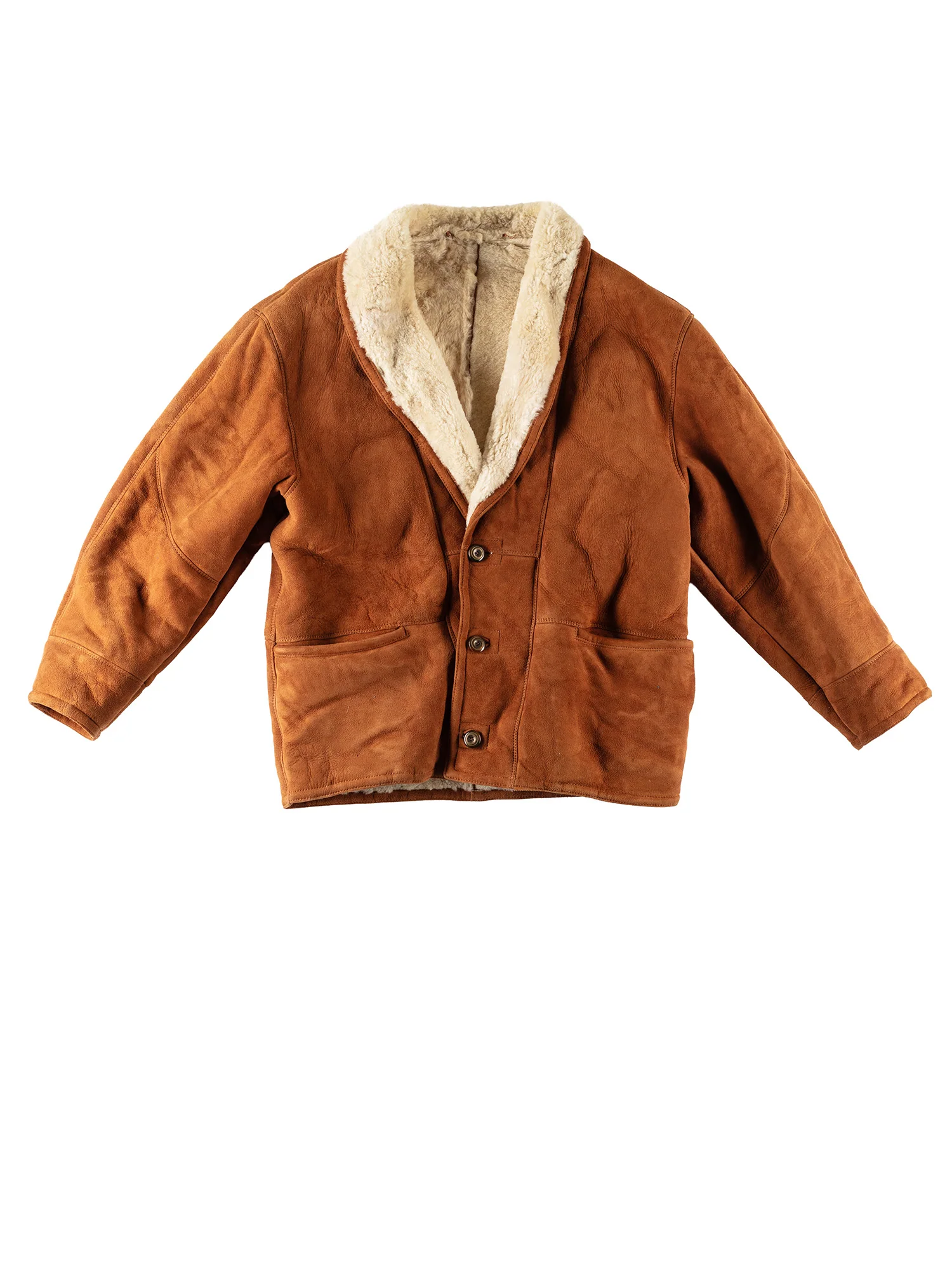 Vintage 80's Men Sheepskin Coat in Brown by Northern Grip
