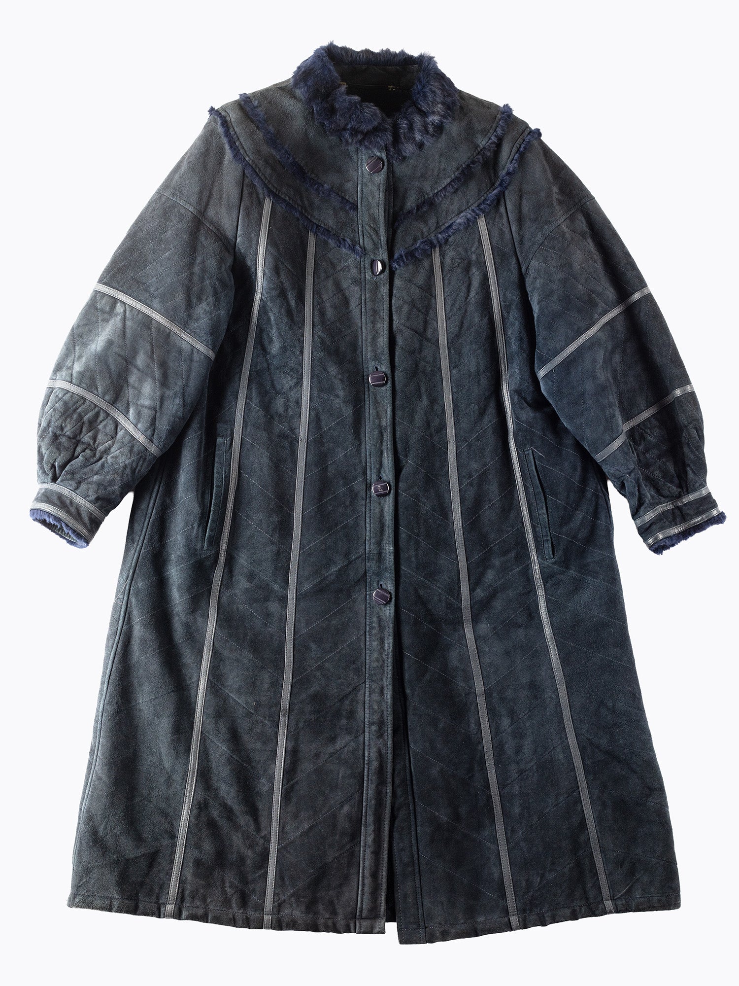Vintage 80's Women Faux Sheepskin Coat in Blue by Northern Grip