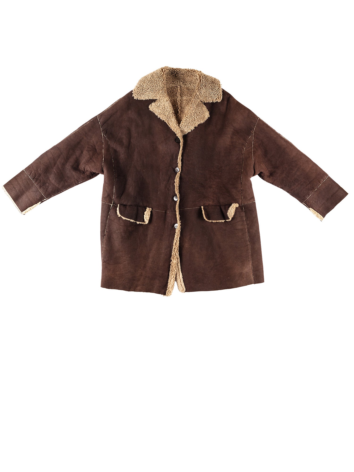 Vintage 70's Women Sheepskin Coat in Brown by Northern Grip