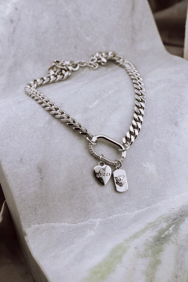 SILVERHEART PANTHER TAG NECKLACE IN SILVER by RAËLIV
