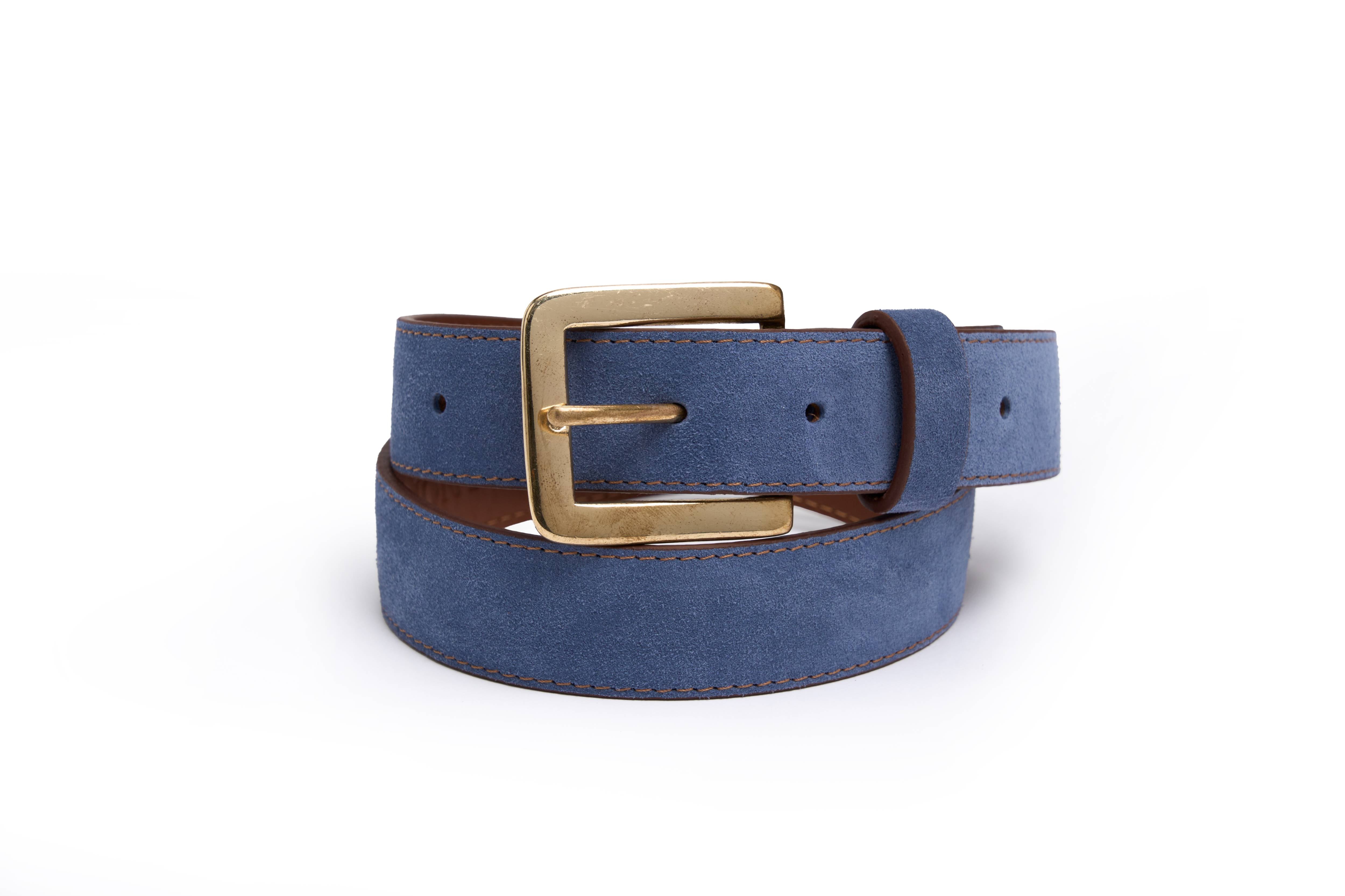 Suede Belt in Sky Blue by Belmont GB