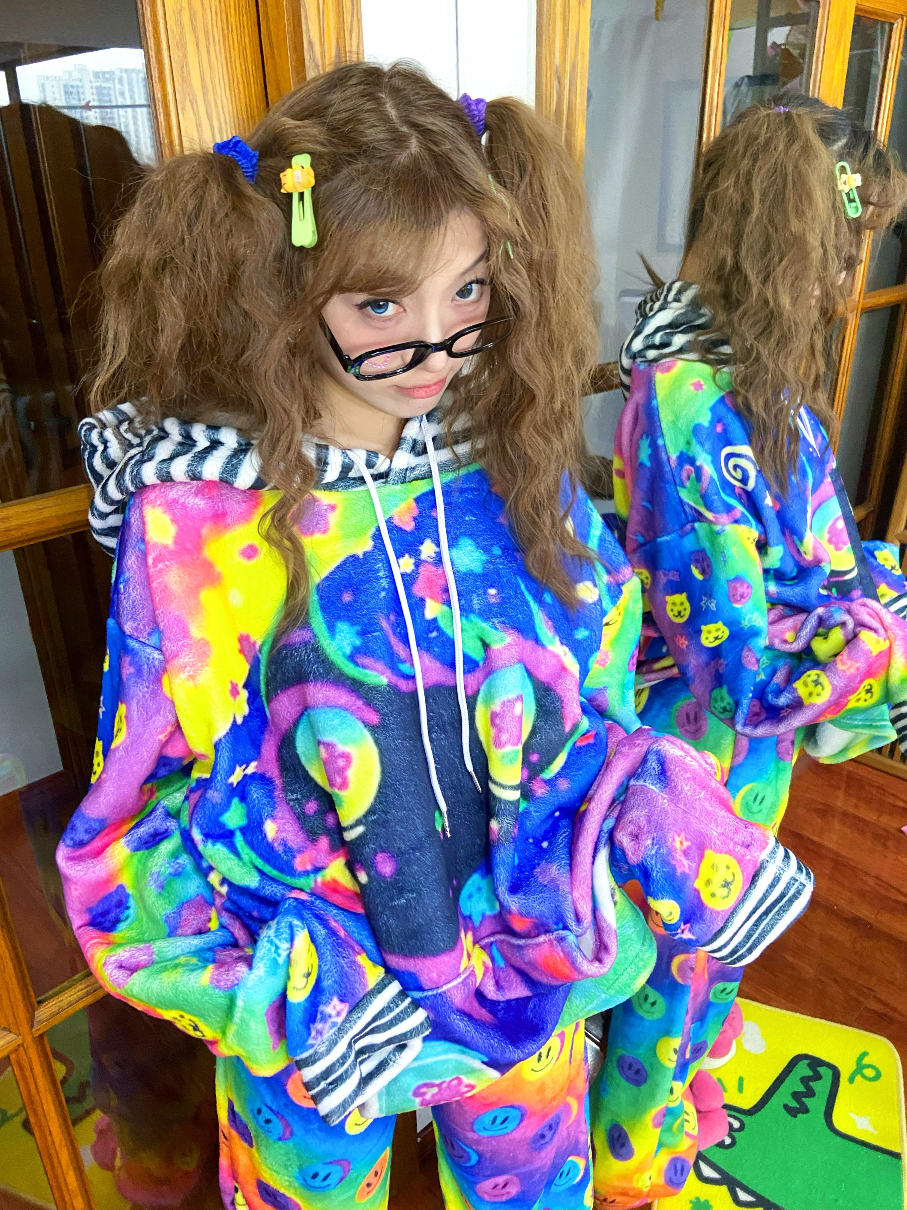 Decora Kei Fleece Cartoon Hoodie - Leerroo by Land Decora