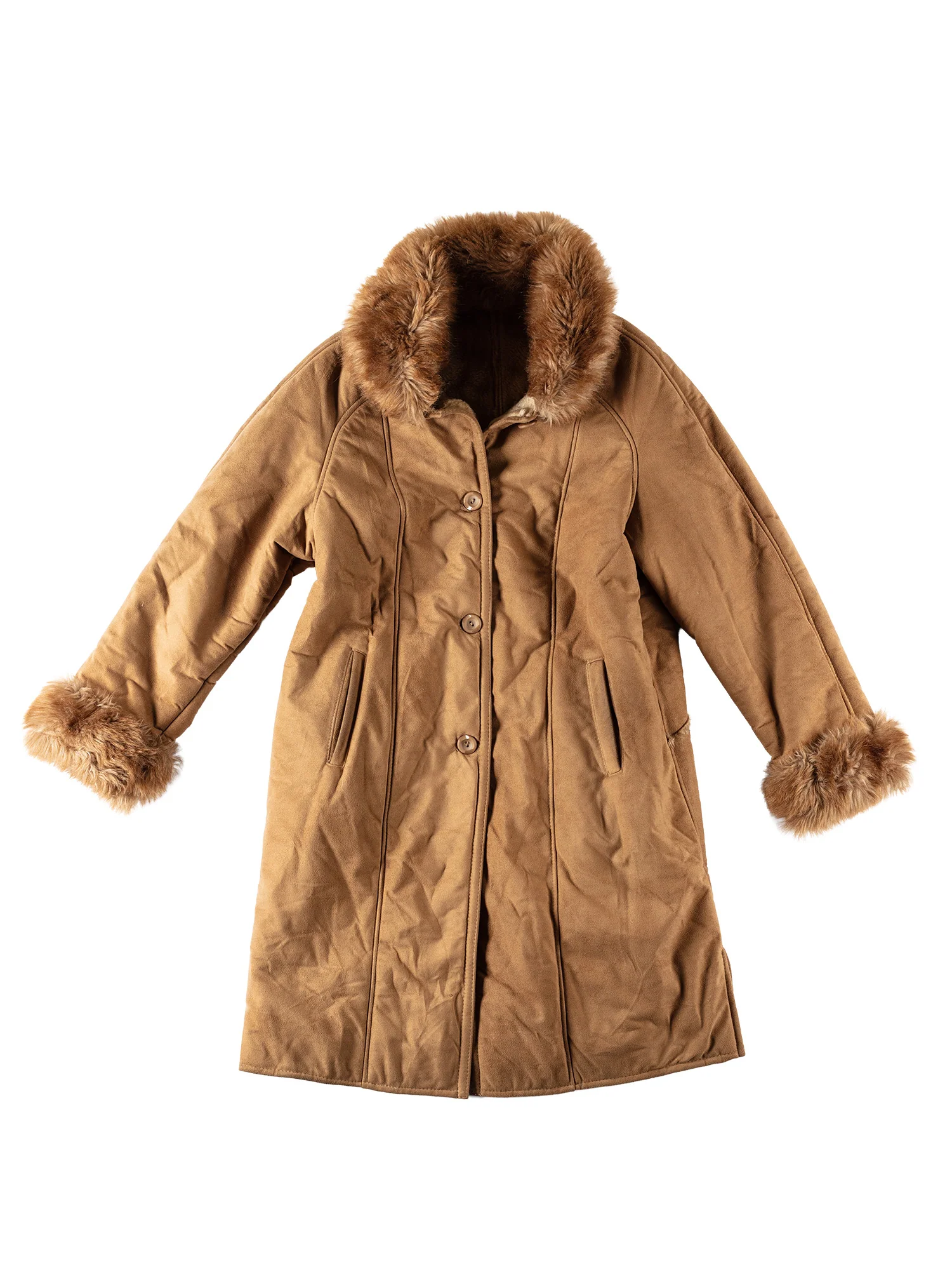 Vintage 70's Women Penny Lane Faux Sheepskin Coat in Beige by Northern Grip