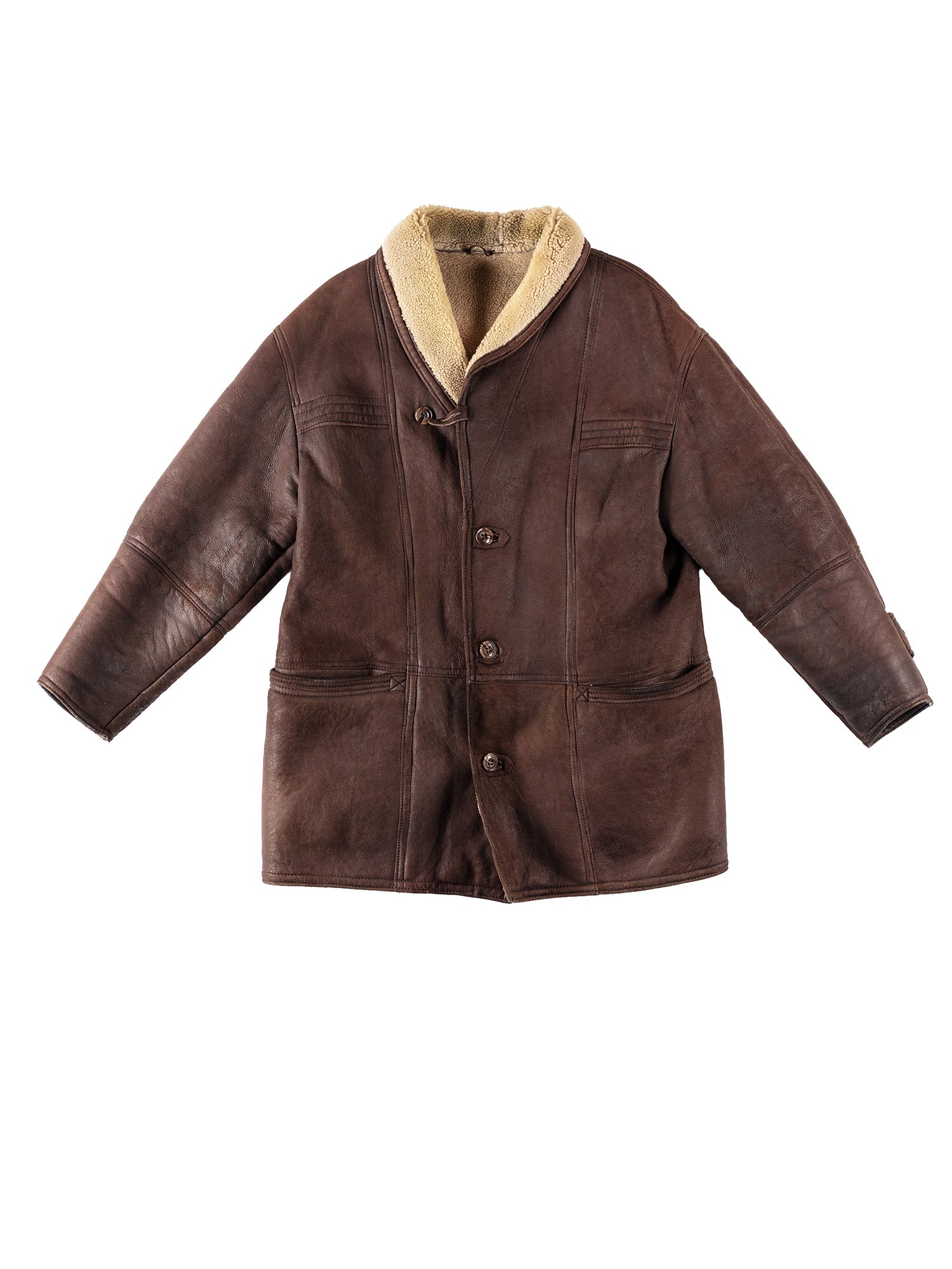 Vintage 80's Men Sheepskin Coat in Brown by Northern Grip
