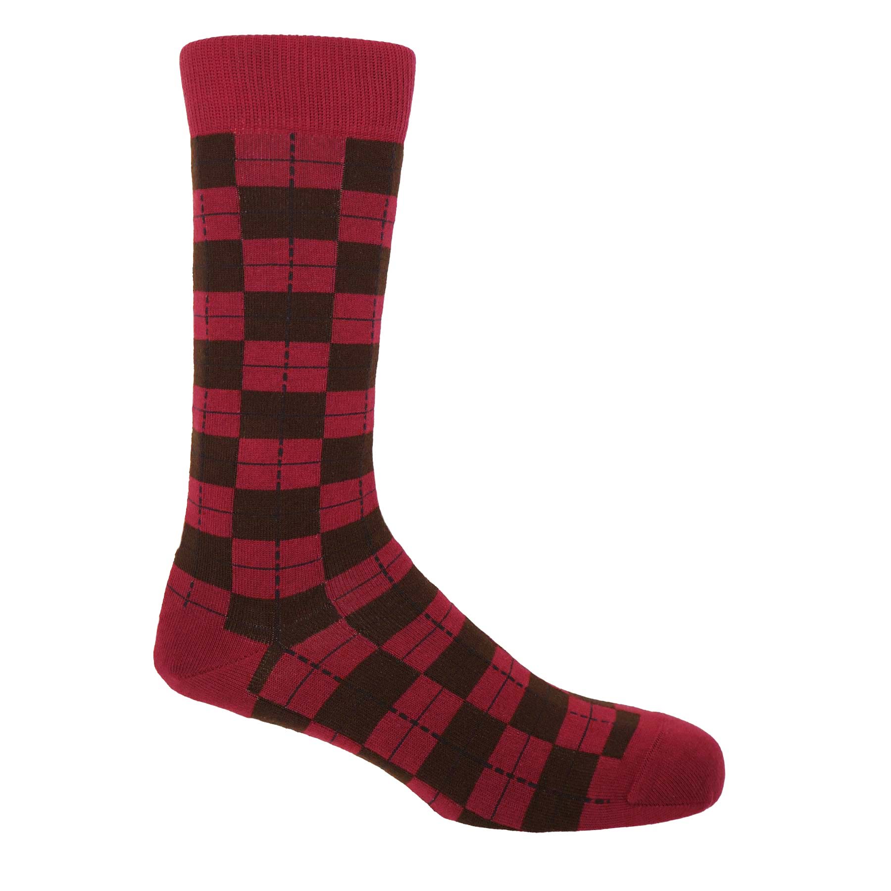 Checkmate Men's Socks - Burgundy by Peper Harow