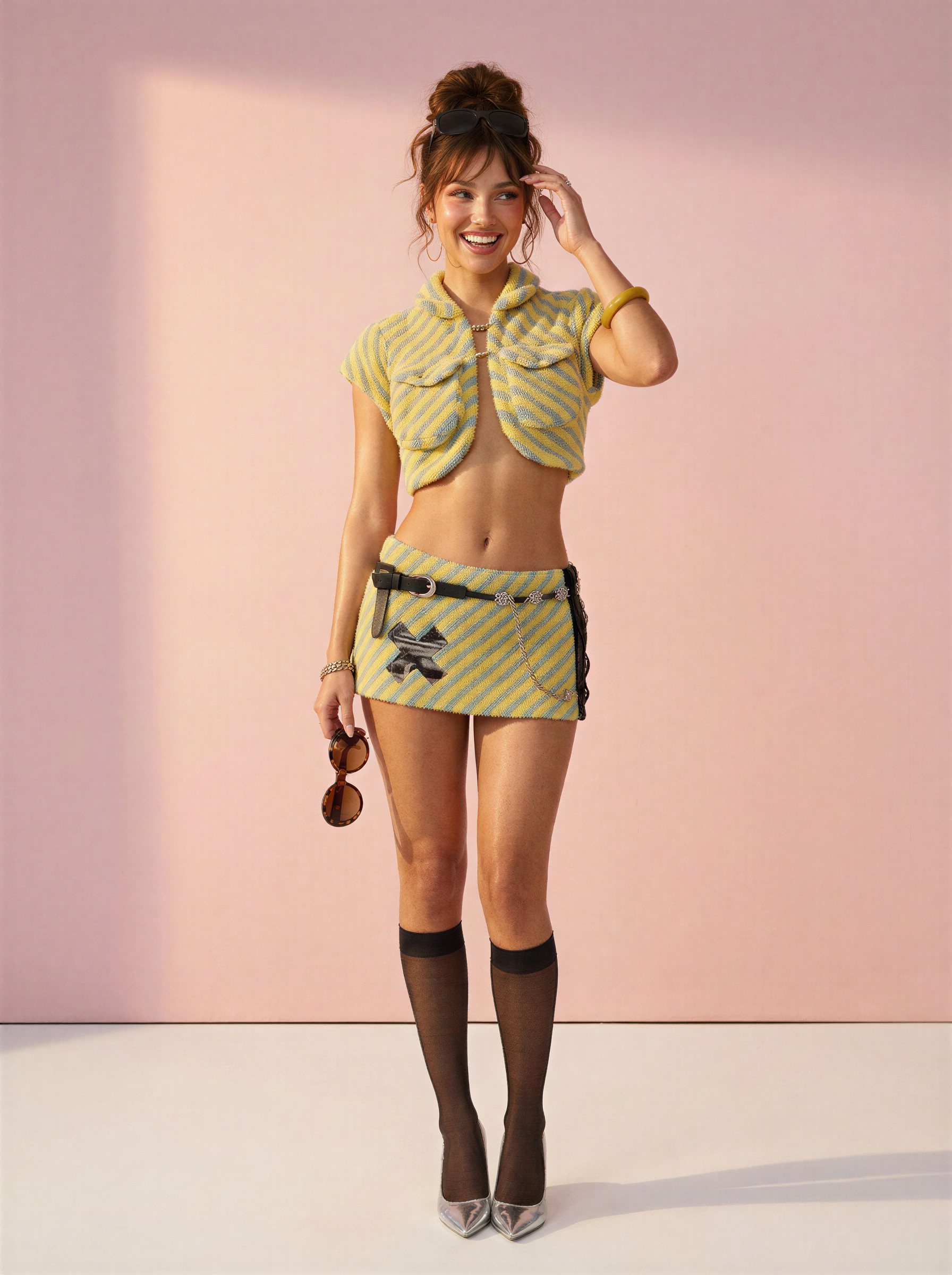 Popcorn Set — Textured Bouclé Knit Crop Top & Mini Skirt by After Five