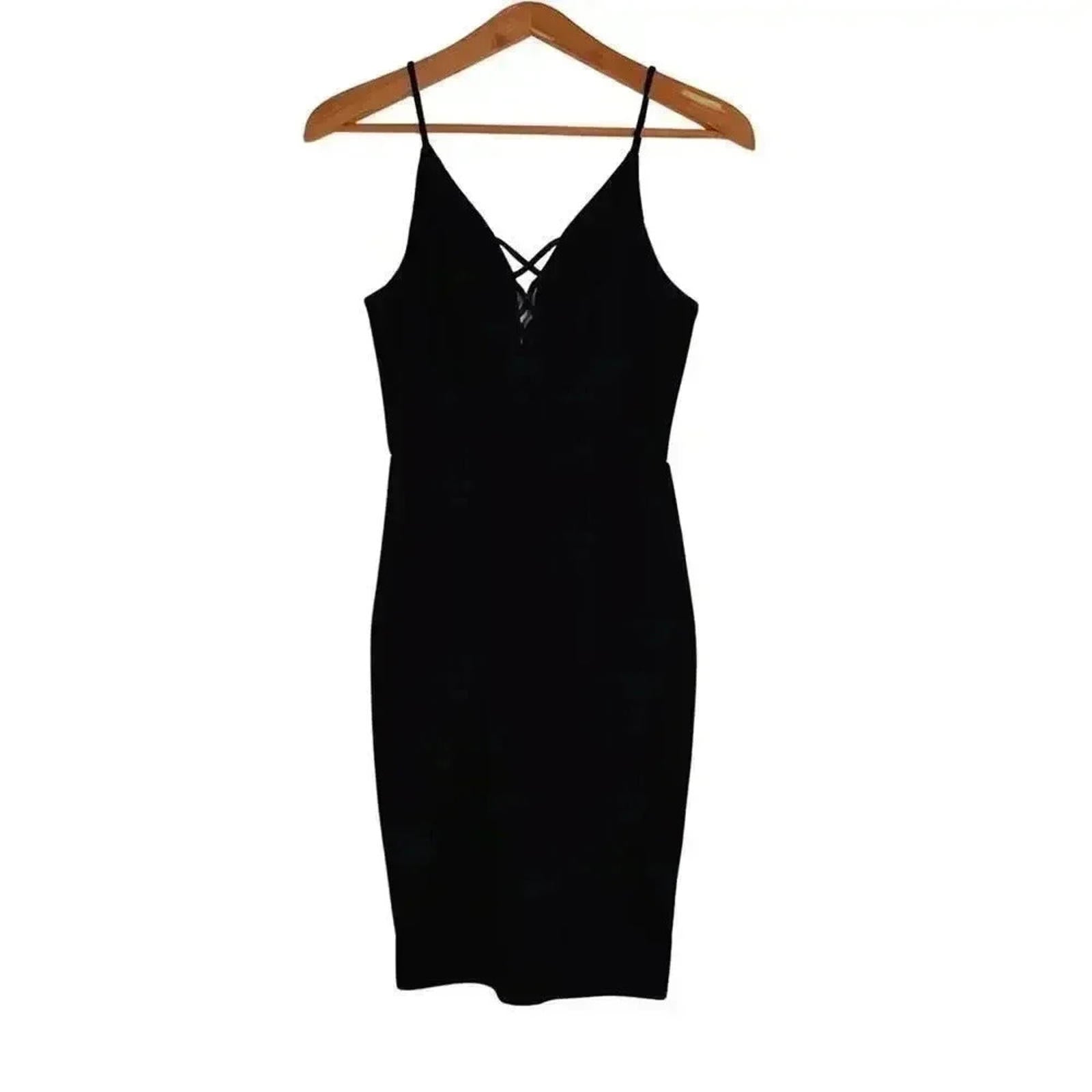 NWOT Soprano Lace Up Black Bodycon Dress Cocktail Formal LBD Women's S by Hot Girl Secondhand
