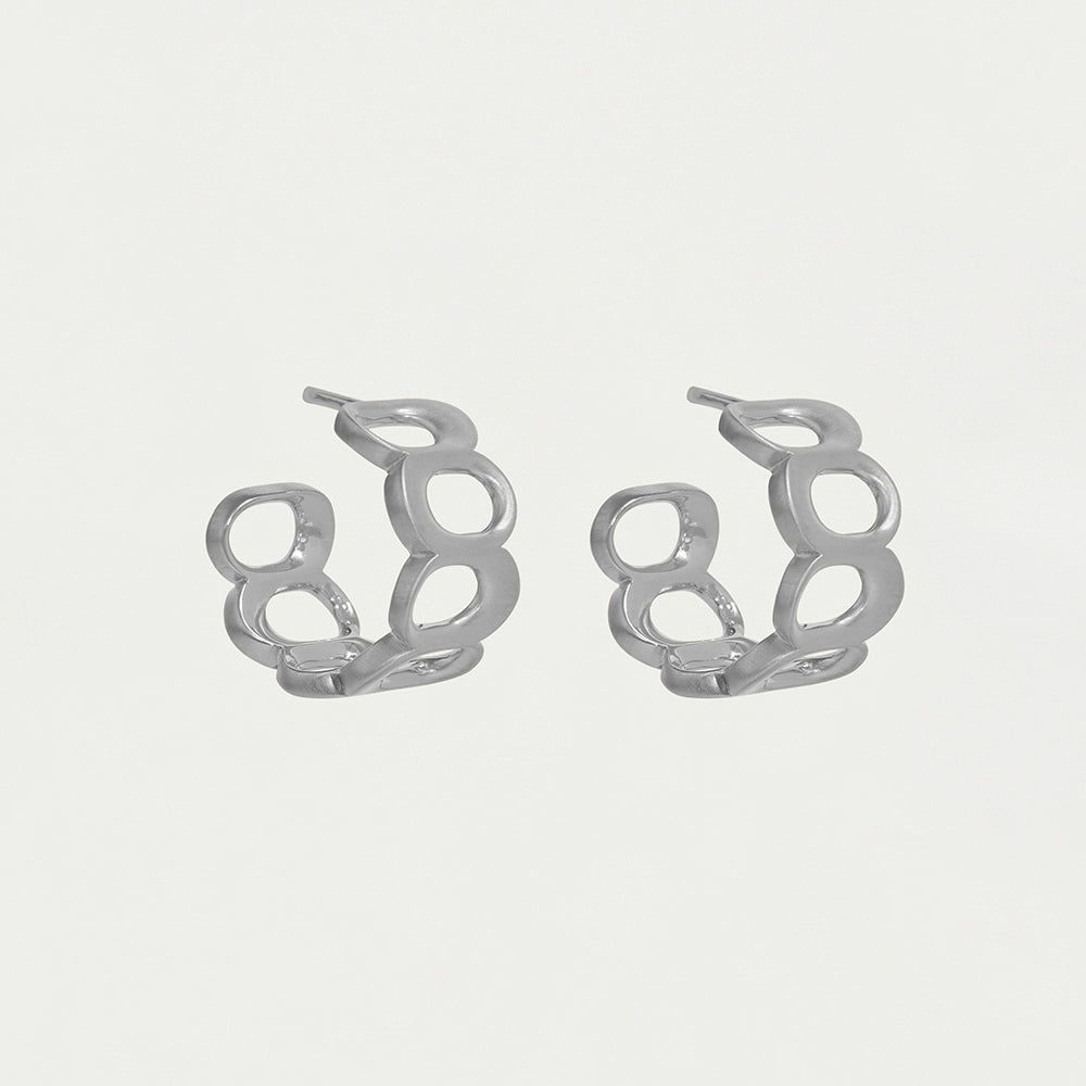 Crosby Link Huggie Hoops in Silver by Sierra Deene
