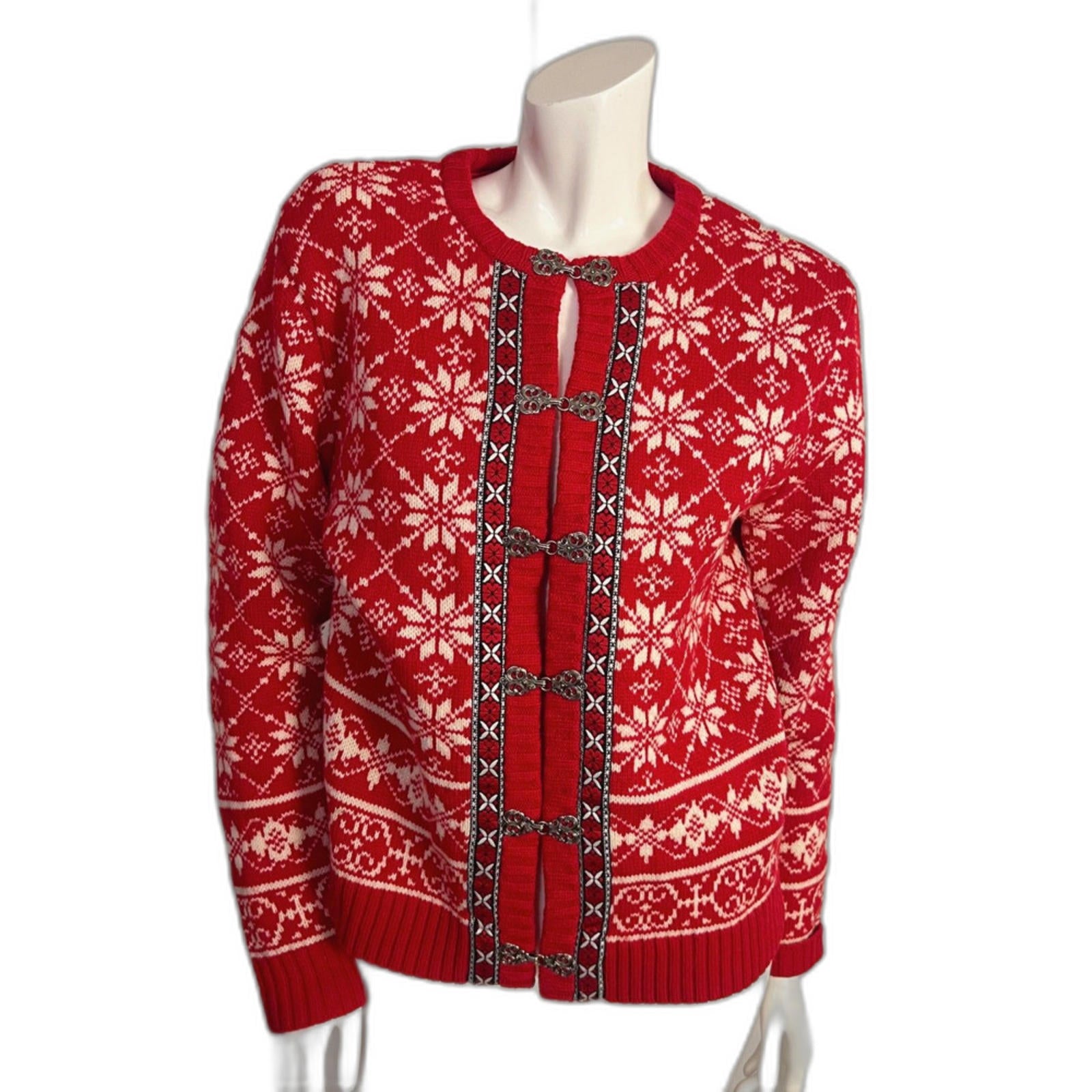 Vintage Lamb's Wool Casual Corner Fair Isle Sweater Cardigan Snowflake by Hot Girl Secondhand
