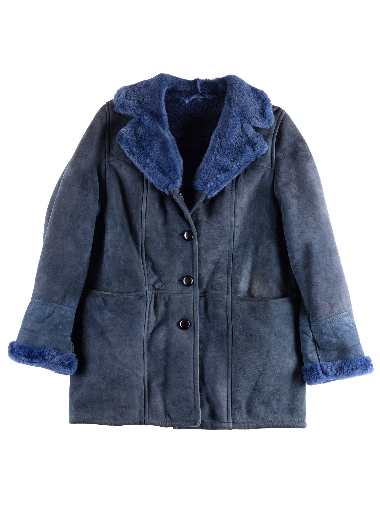 Vintage 90's Women Sheepskin Coat in Blue by Northern Grip