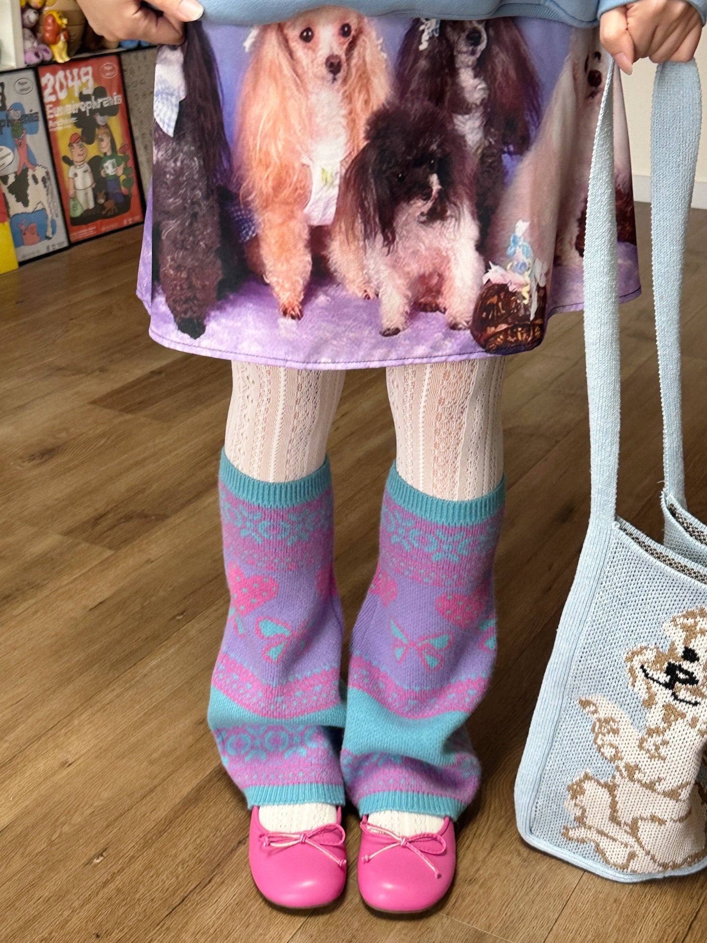 Y2K Retro Soft Girl Heart Pattern Warm Leg Warmers by Land Decora