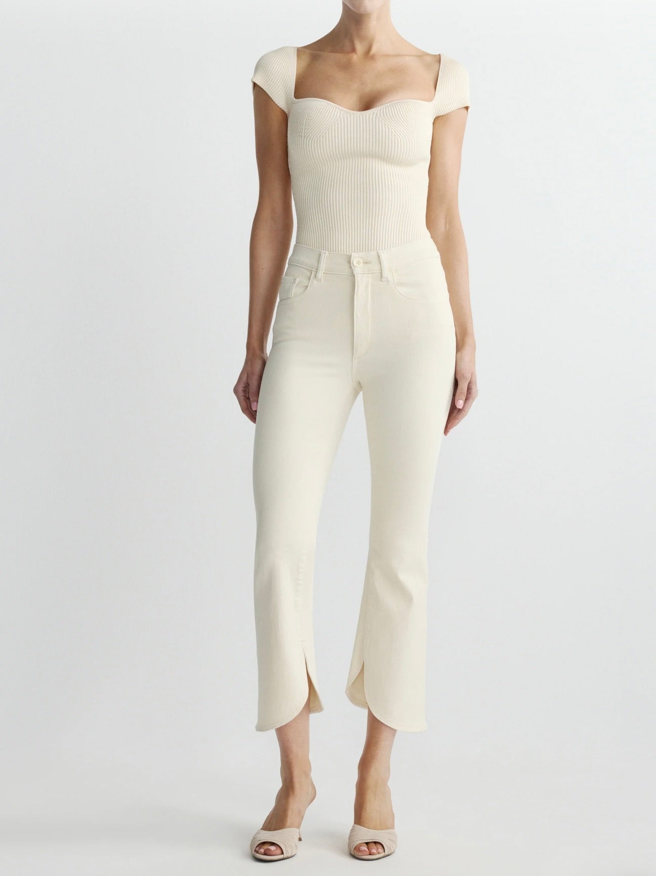 DL1961 Bridget Boot High Rise Instasculpt™ Crop Jeans in Crema Scallop by Sierra Deene