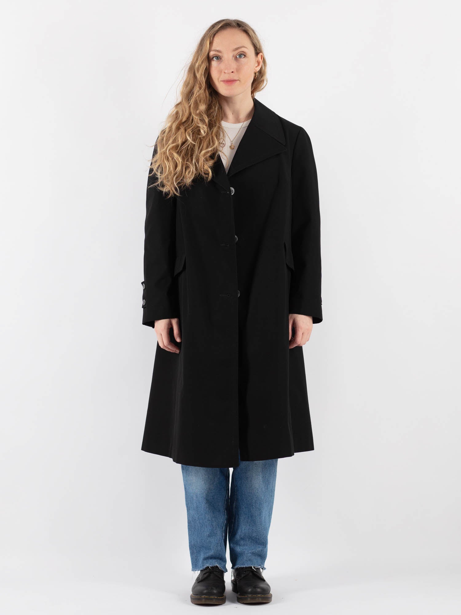 Vintage 70's Women Trench Coat in Black by Northern Grip