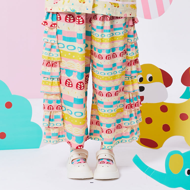 NIKKOU Home Pants Printed Cake Pants – ElasticCute Pants by Land Decora