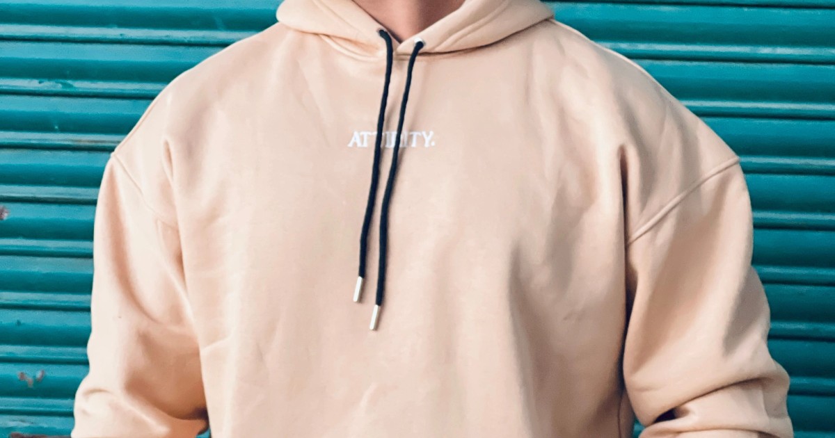 Ecru Solid Hoodie by Attirity