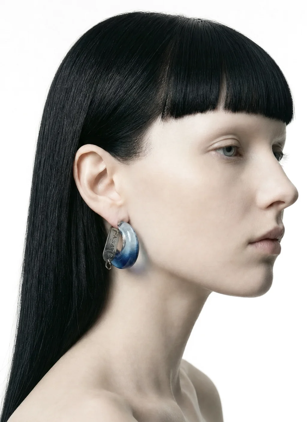 Blue Hour Resin Hoop Earring by ASATO