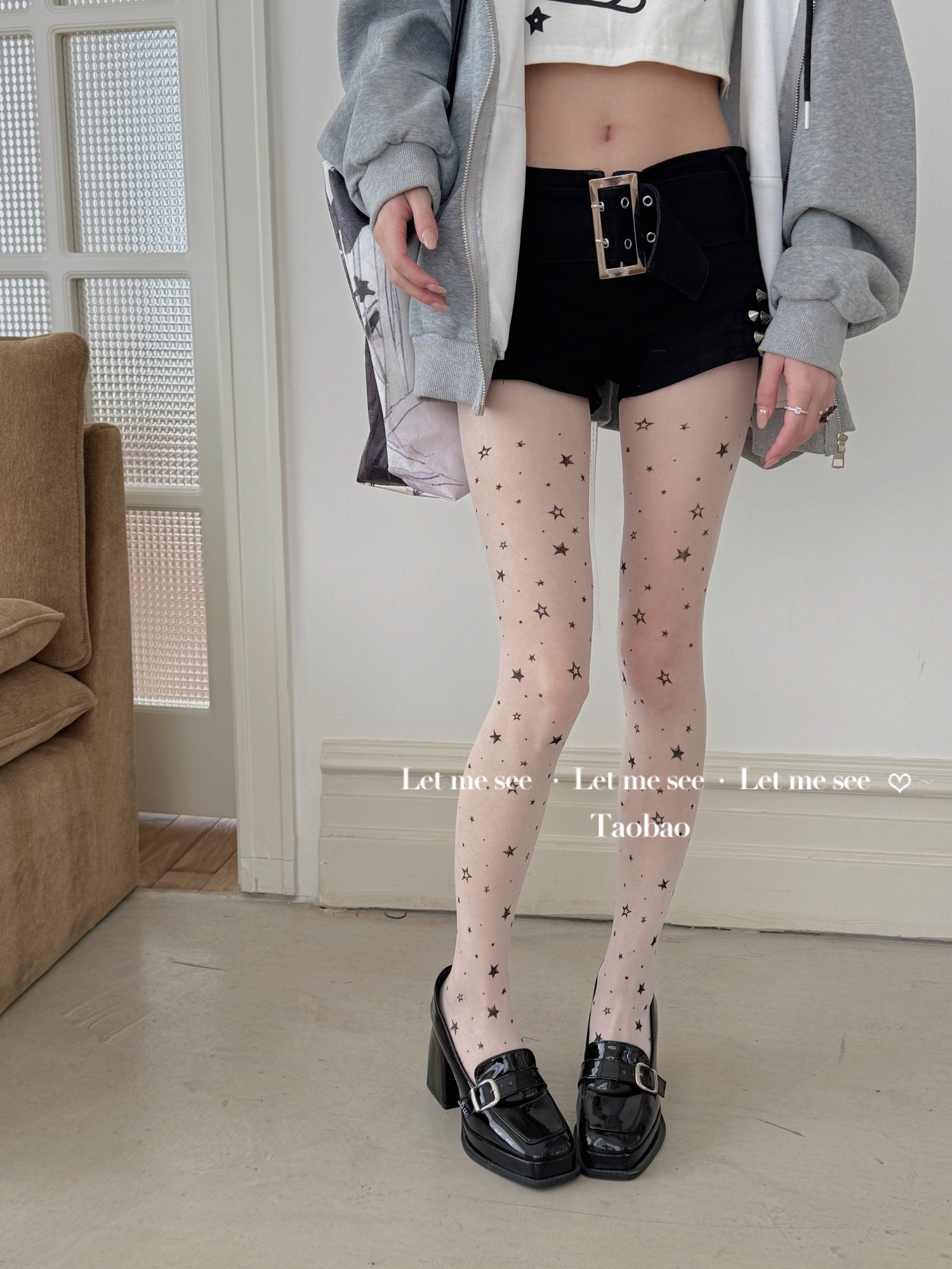 Kawaii Star Print Tights - Spicy Youthful Pantyhose - LET ME SEE by Land Decora