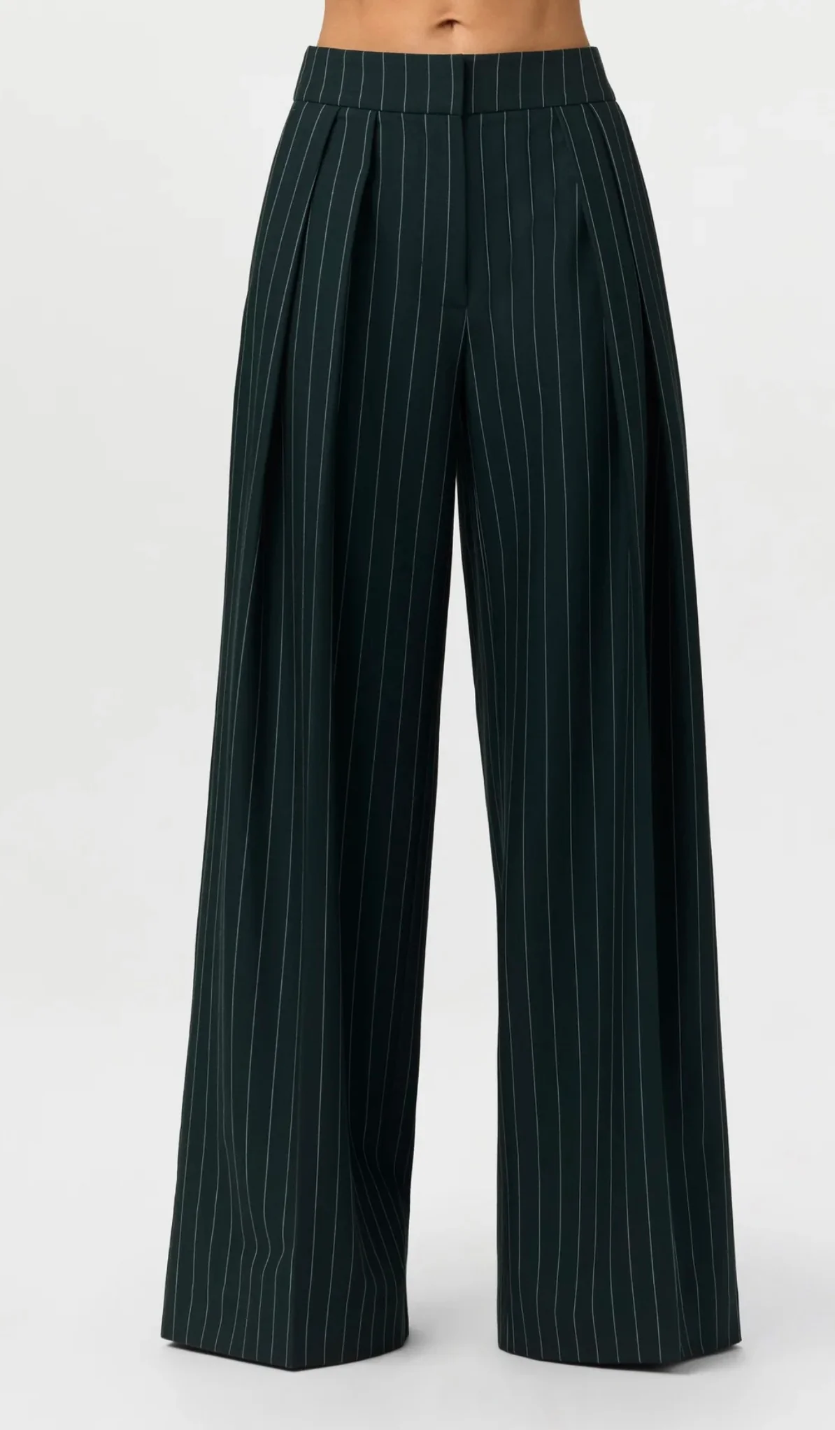 Naked Wardrobe Suiting Pinstripe Wide-Leg Pants by Sierra Deene
