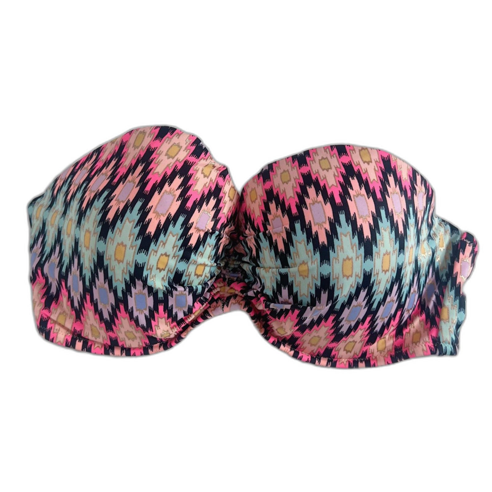 Victoria's Secret VS Strapless Pink Blue Aztec Print Bikini Top Size 3 by Hot Girl Secondhand