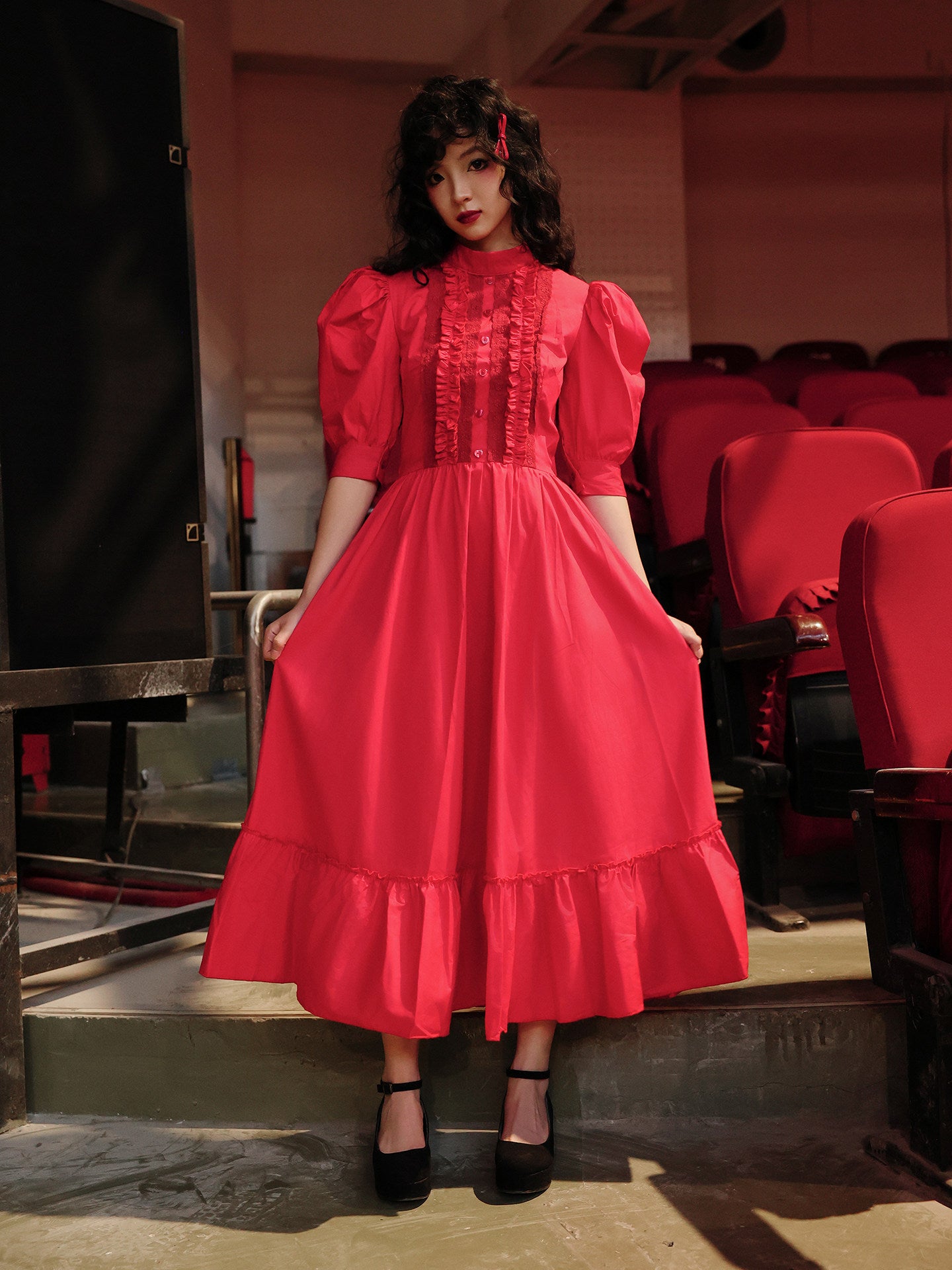 Vintage Bordeaux Red Maxi Dress - Nanjun Vintage by Land Decora