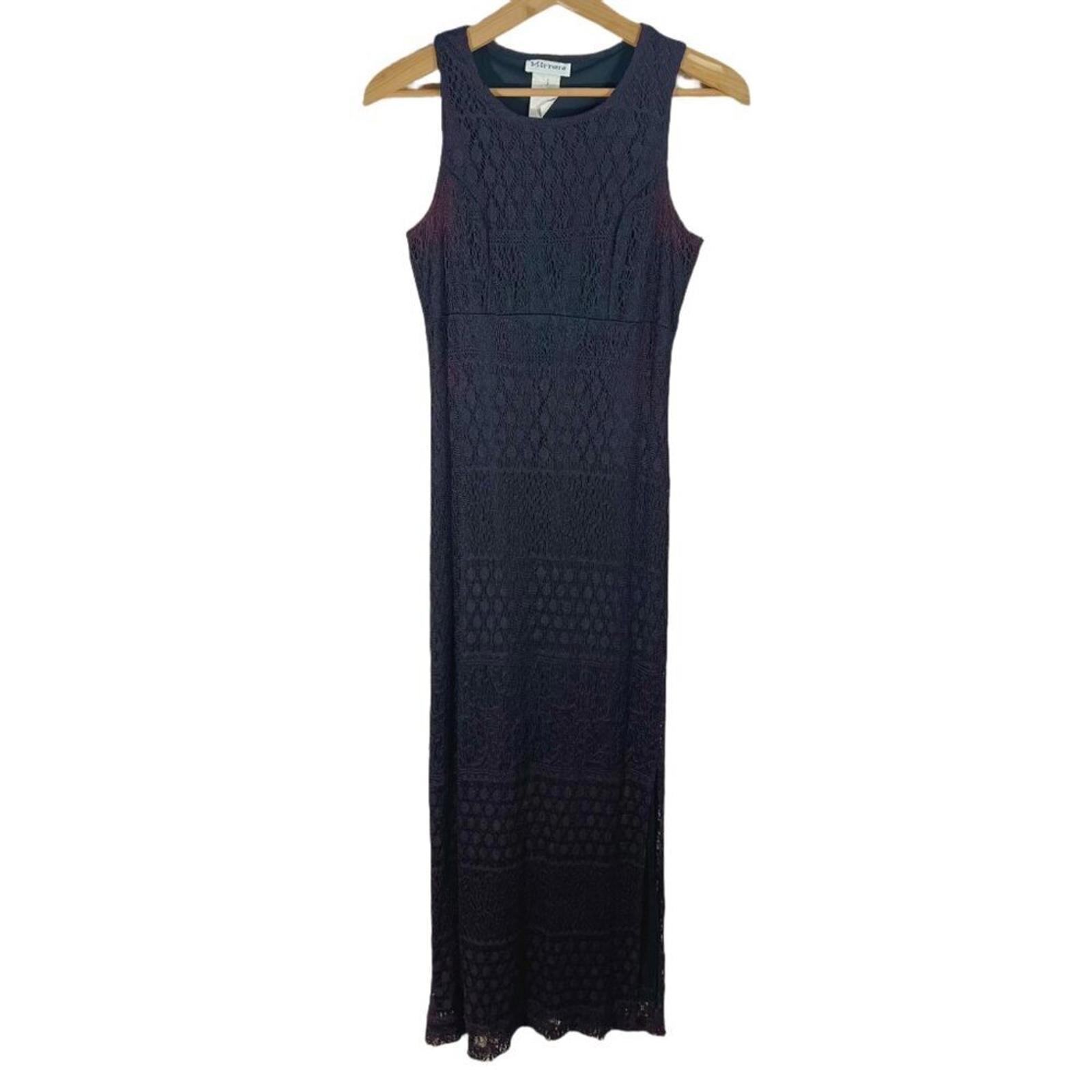 Vintage 90s y2k Mirrors Navy Blue Lace Maxi Dress Women's Size L by Hot Girl Secondhand
