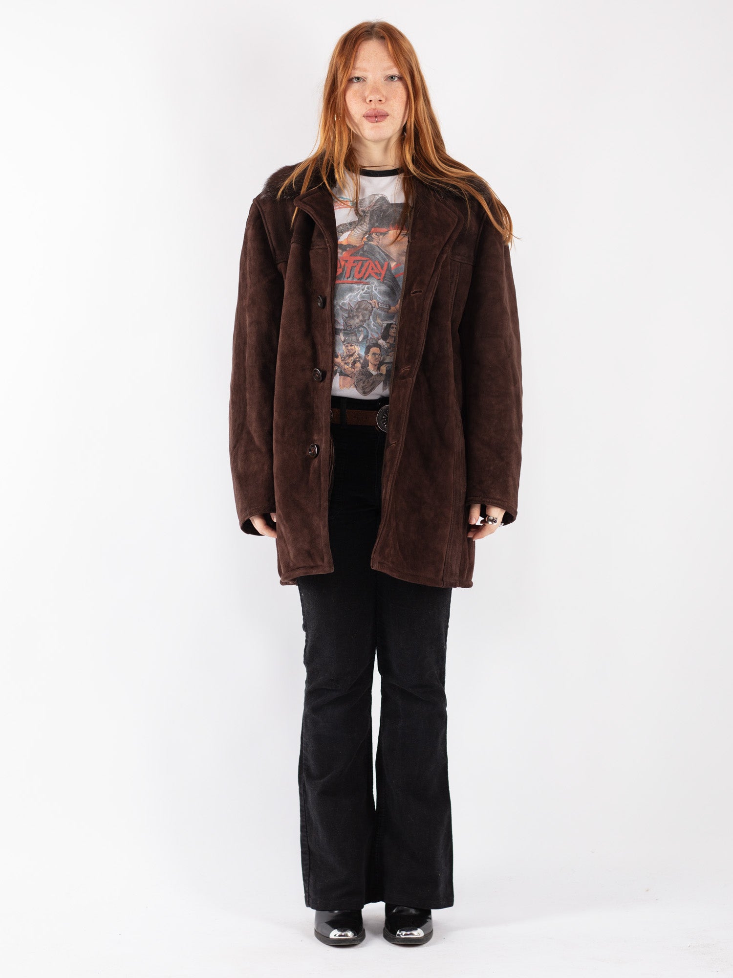 Vintage 70's Women Sheepskin Coat in Brown by Northern Grip