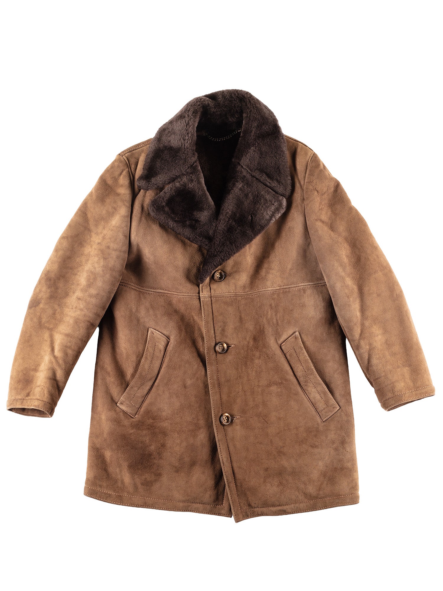 Vintage 70's Men Sheepskin Coat in Brown by Northern Grip