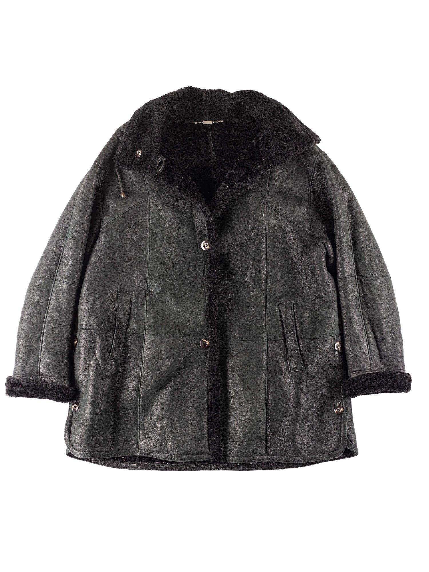 Vintage 90's Women Sheepskin Coat in Black by Northern Grip