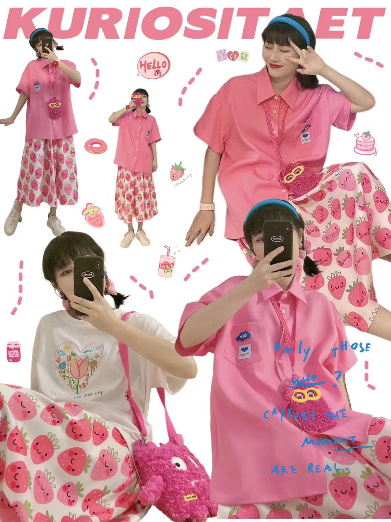 Kawaii Strawberry Print Skirt – KURIOSITAET by Land Decora