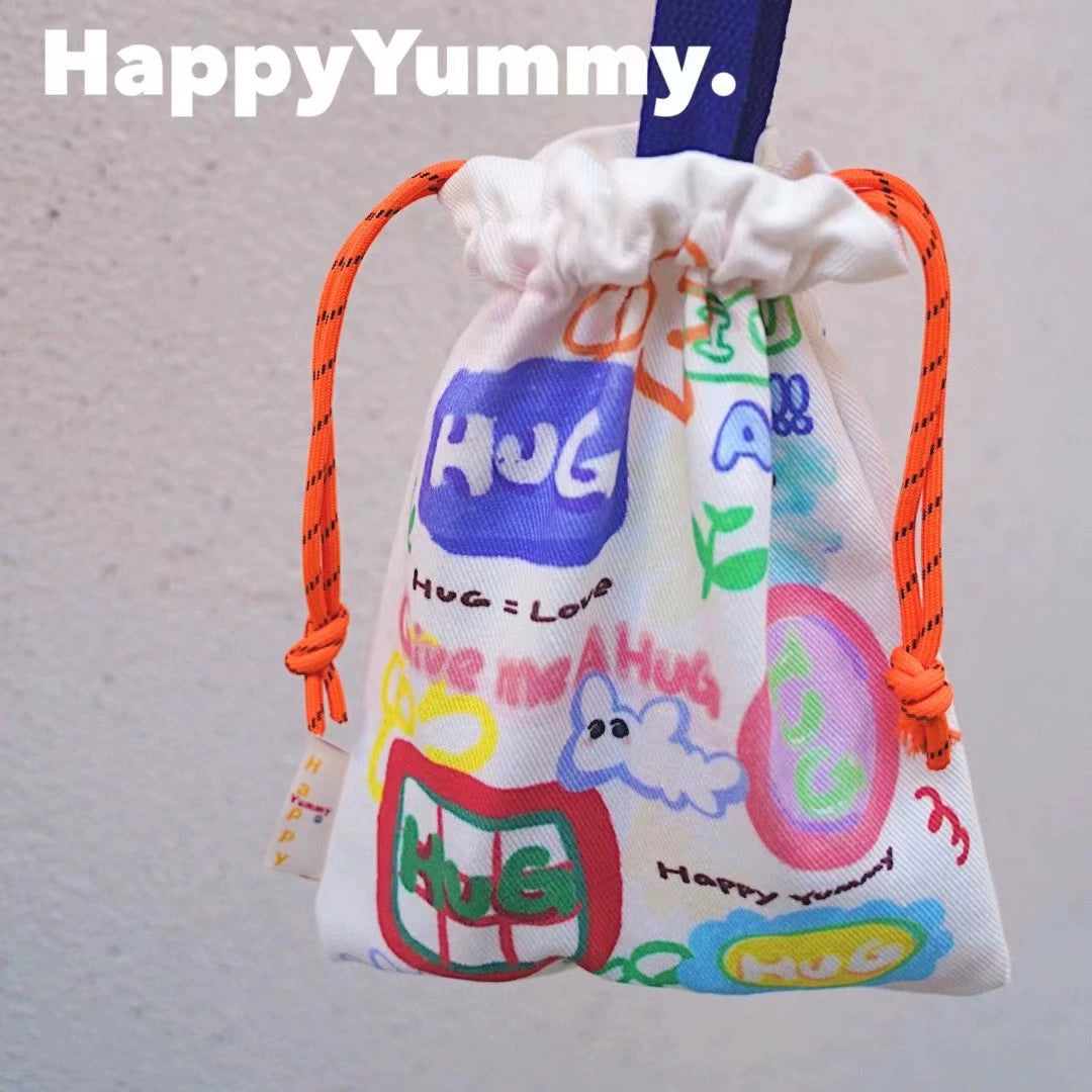 Harajuku Bag Drawstring Colorful Graffiti Storage Bag – HappyYummy by Land Decora