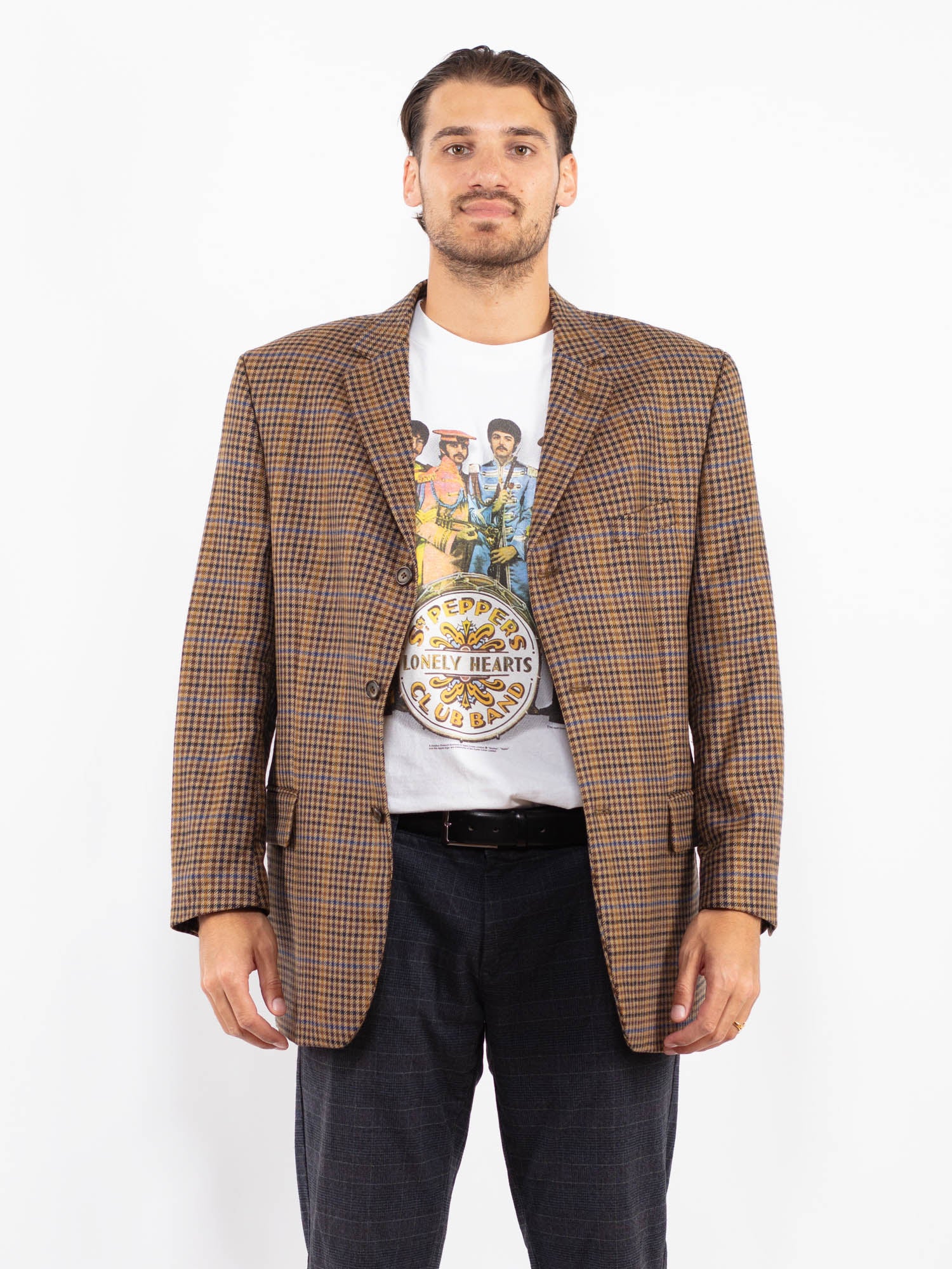 Vintage 70's Men Wool Blazer Jacket in Brown by Northern Grip