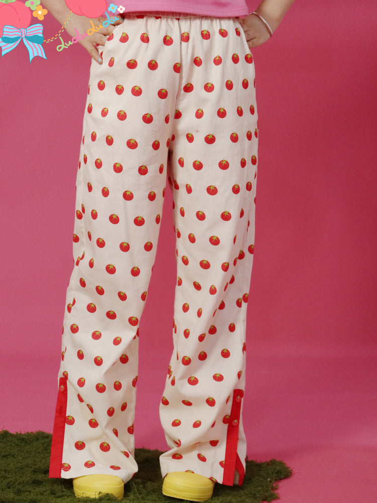Kawaii Slit Pants – Tomato Print – Lulululu by Land Decora