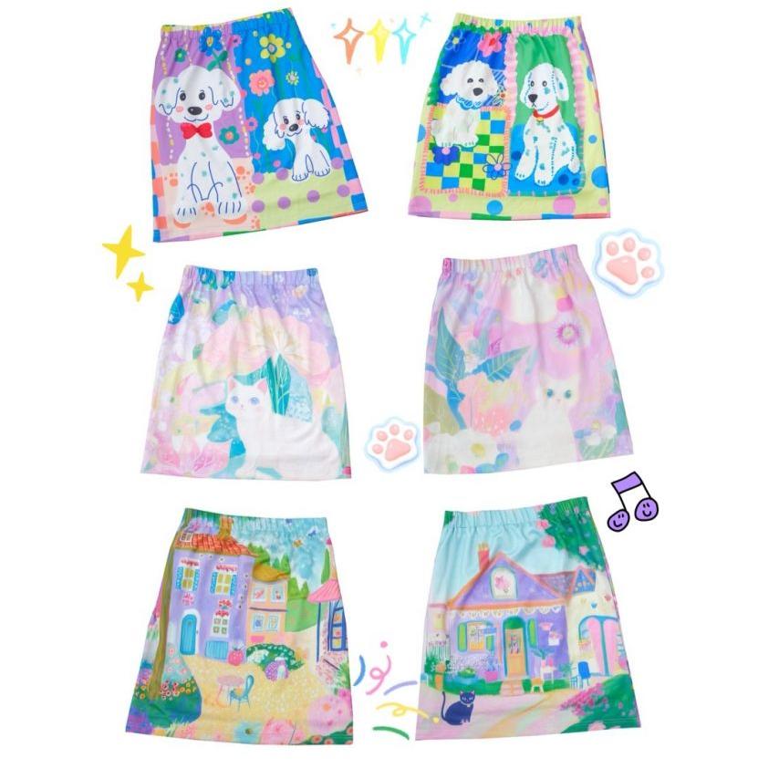 Decora Kei Double Print A-Line Skirt Kawaii Harajuku Fashion - MeowMeow Bug by Land Decora