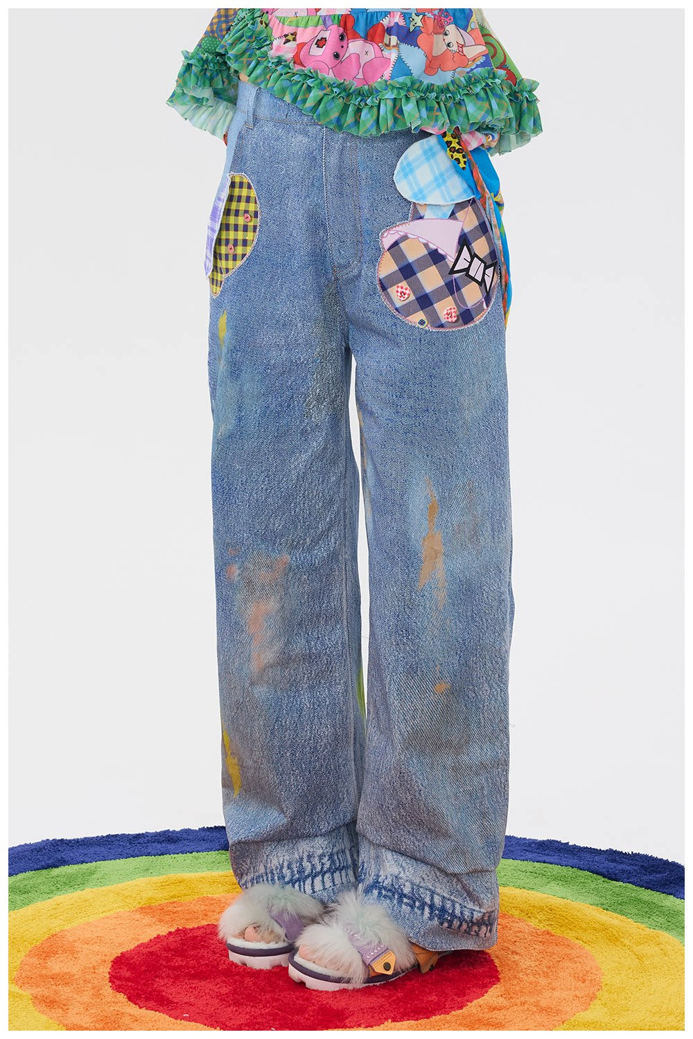 Cartoon Patch Denim Pants - tntntutu by Land Decora