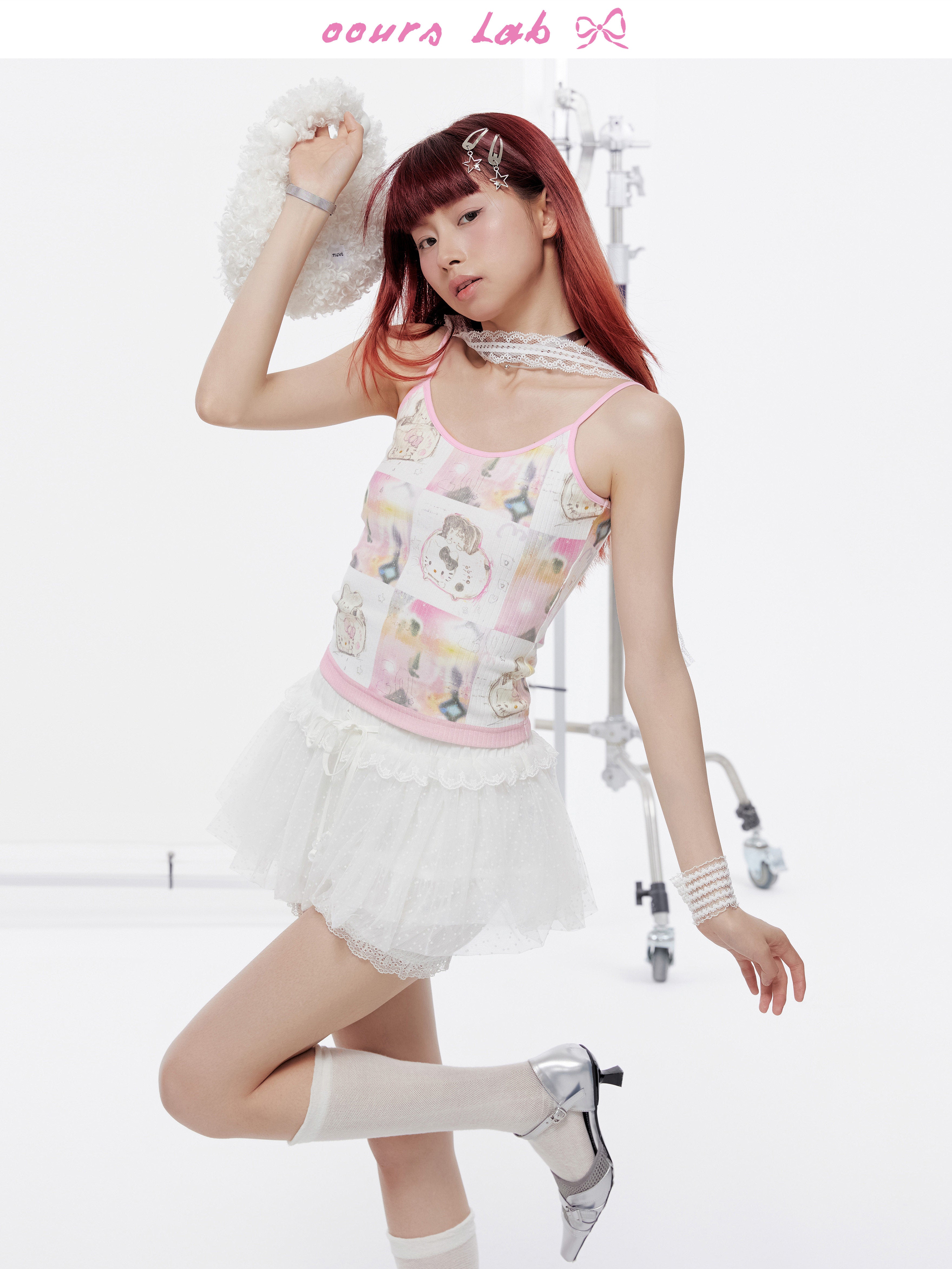 Kawaii Cartoon Print Cami Top - OOURSLAB by Land Decora