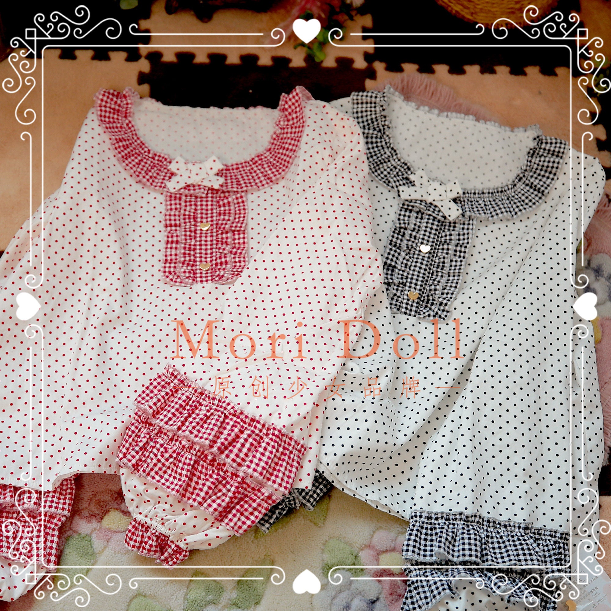 Polka Dot Balloon Sleeve Blouse - Mori Doll by Land Decora
