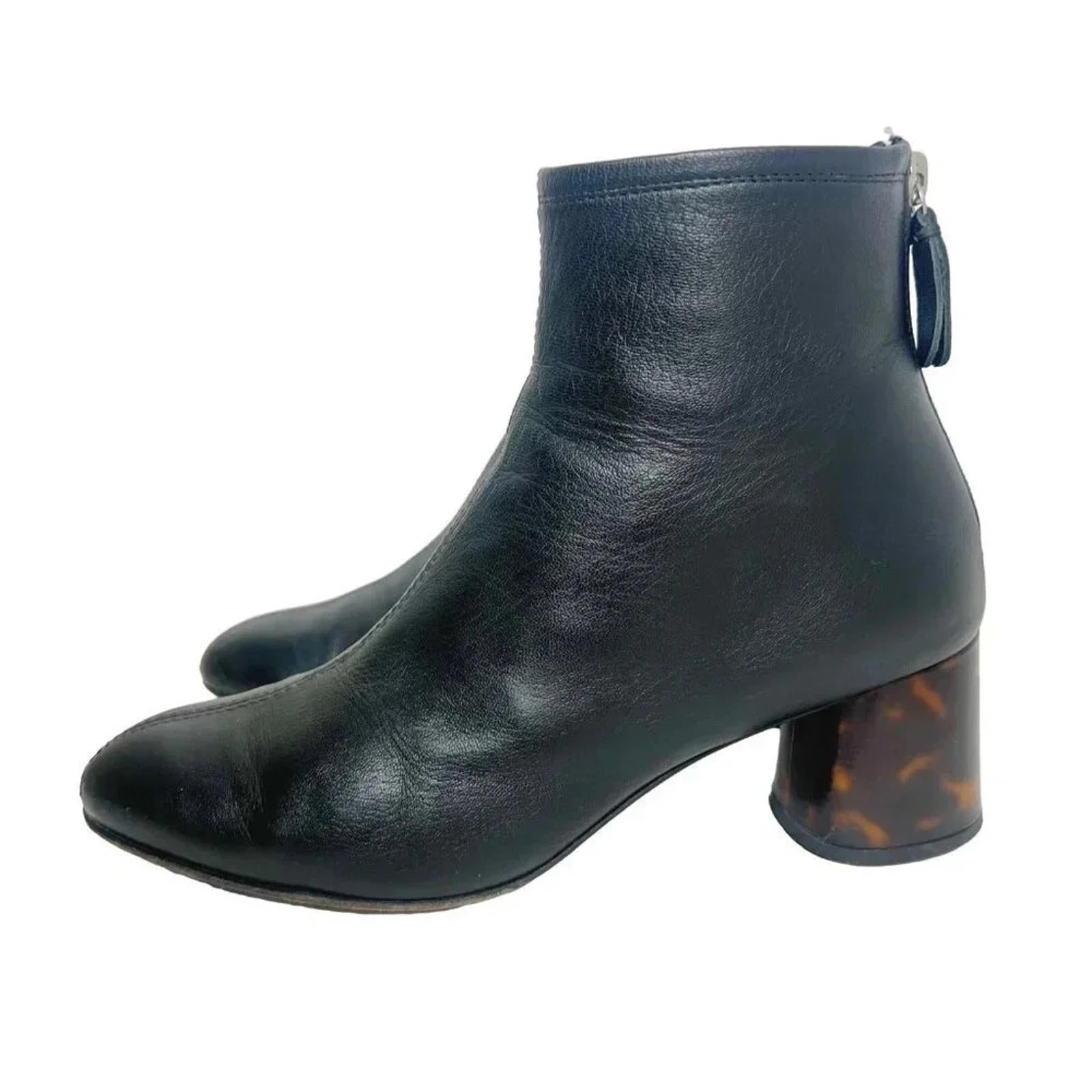 AGL Veta Precious Black Leather Ankle Boot With Tortoiseshell Heel Siz by Hot Girl Secondhand
