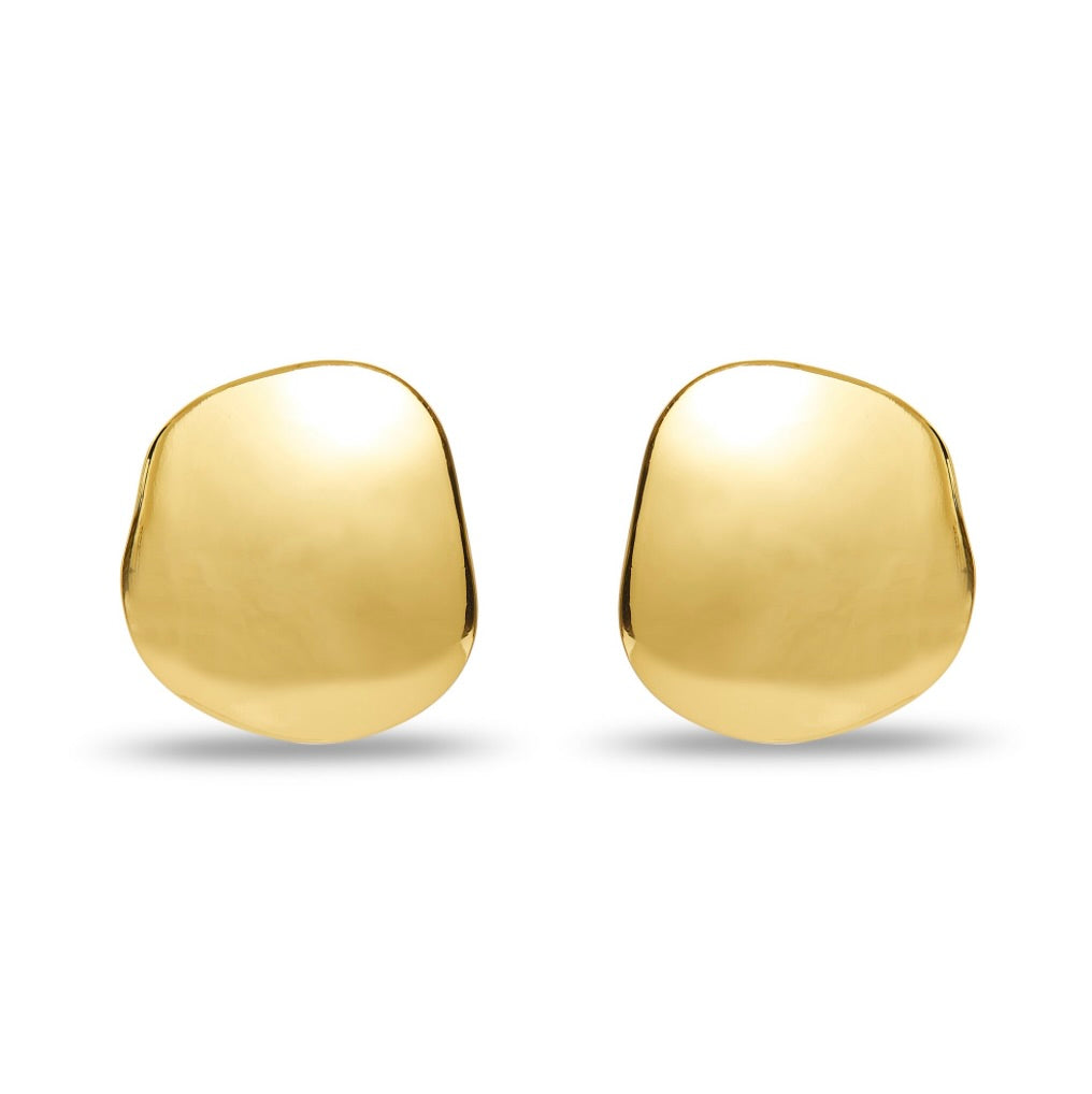 Gold Discus Button Earrings by Sierra Deene